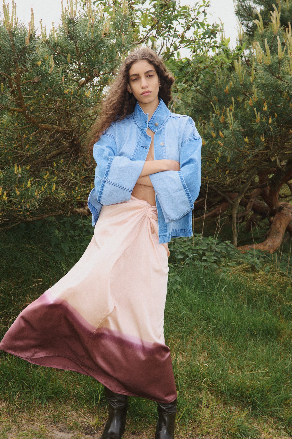 Rojin Drape Skirt - Blush Combo