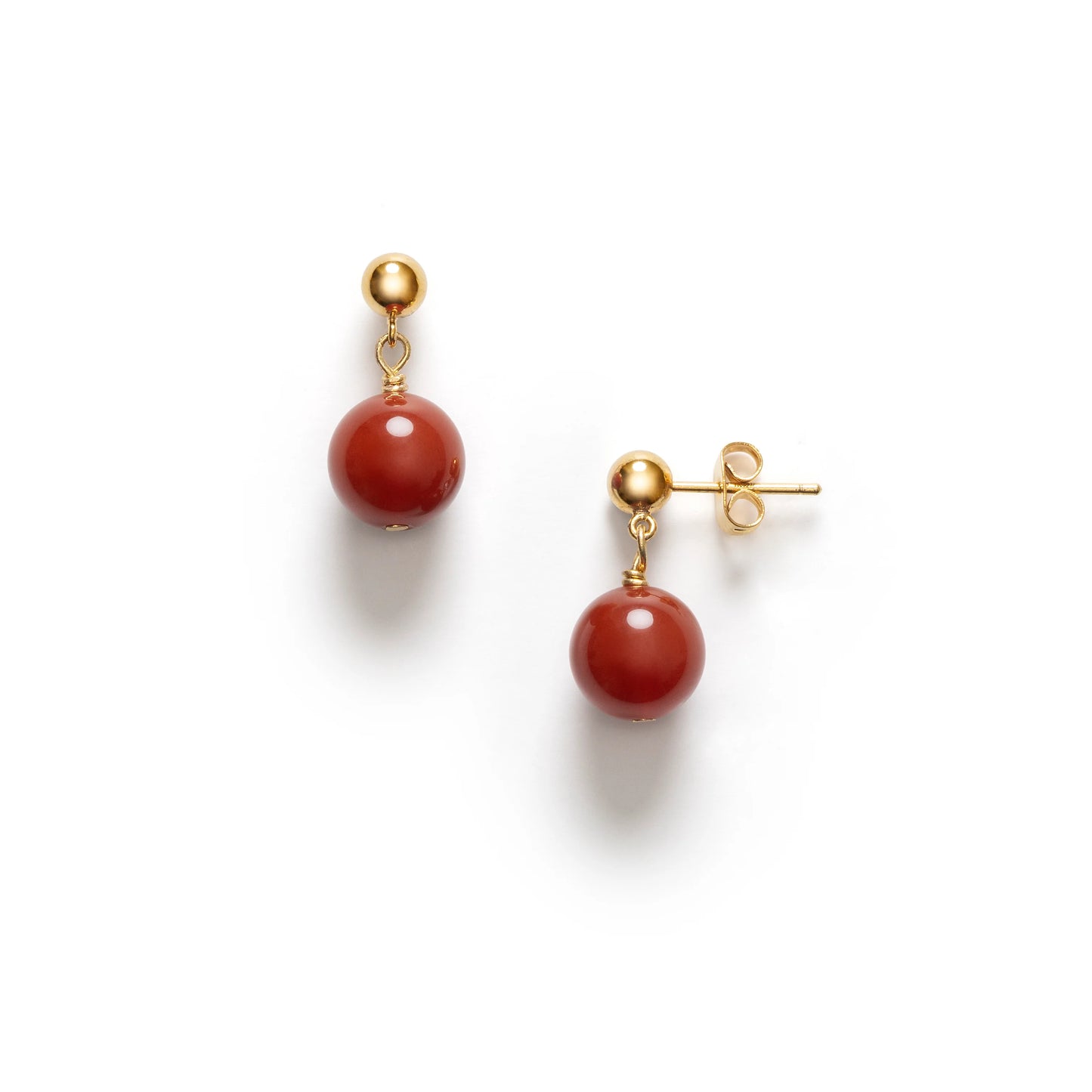Float Earrings Red Jade