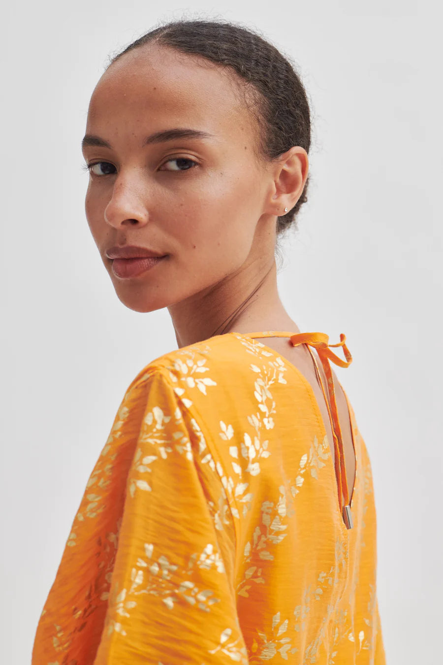 Honesty V Neck Gold Print Dress