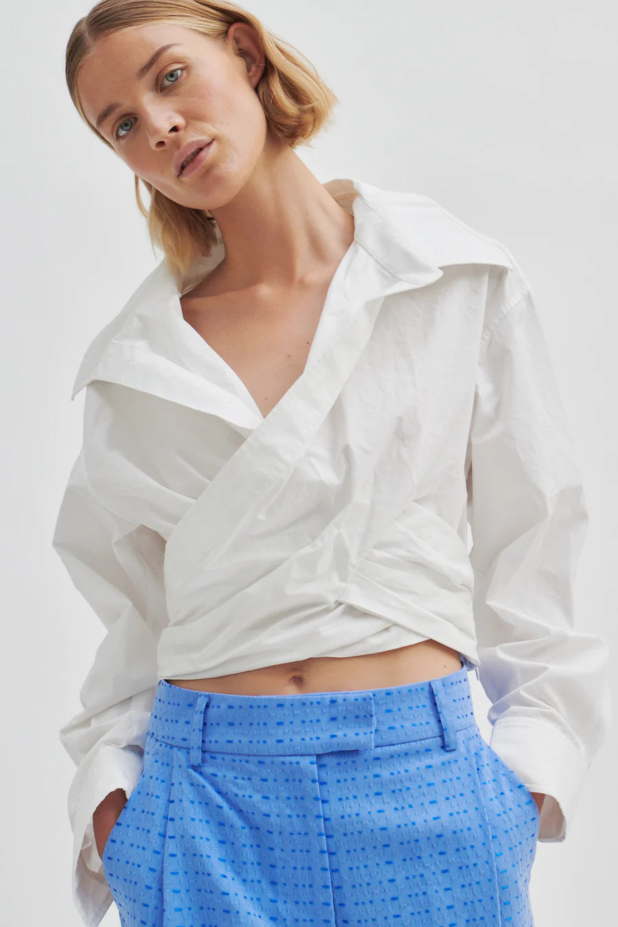 Closa Wrap Front Shirt - White