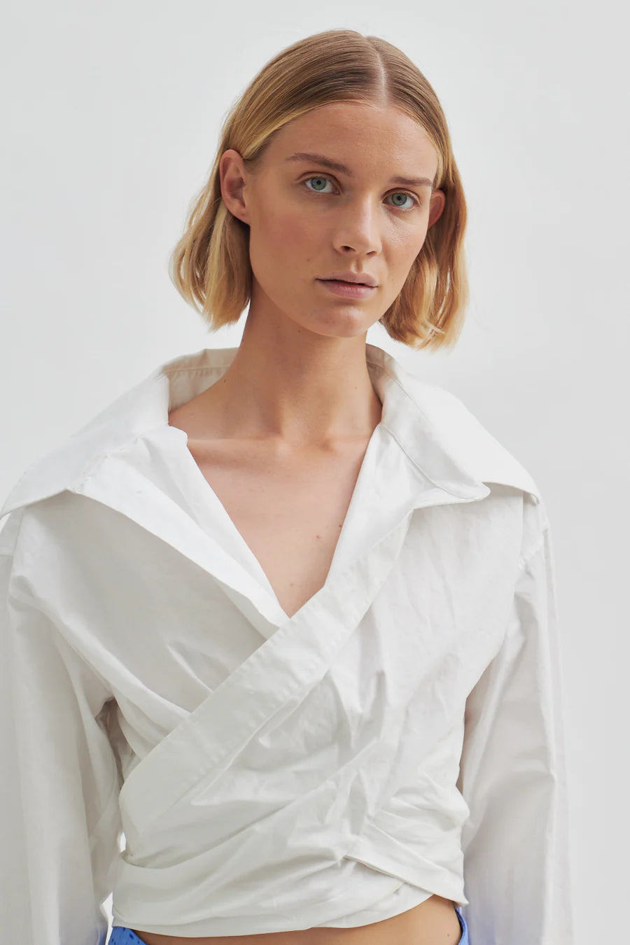Closa Wrap Front Shirt - White