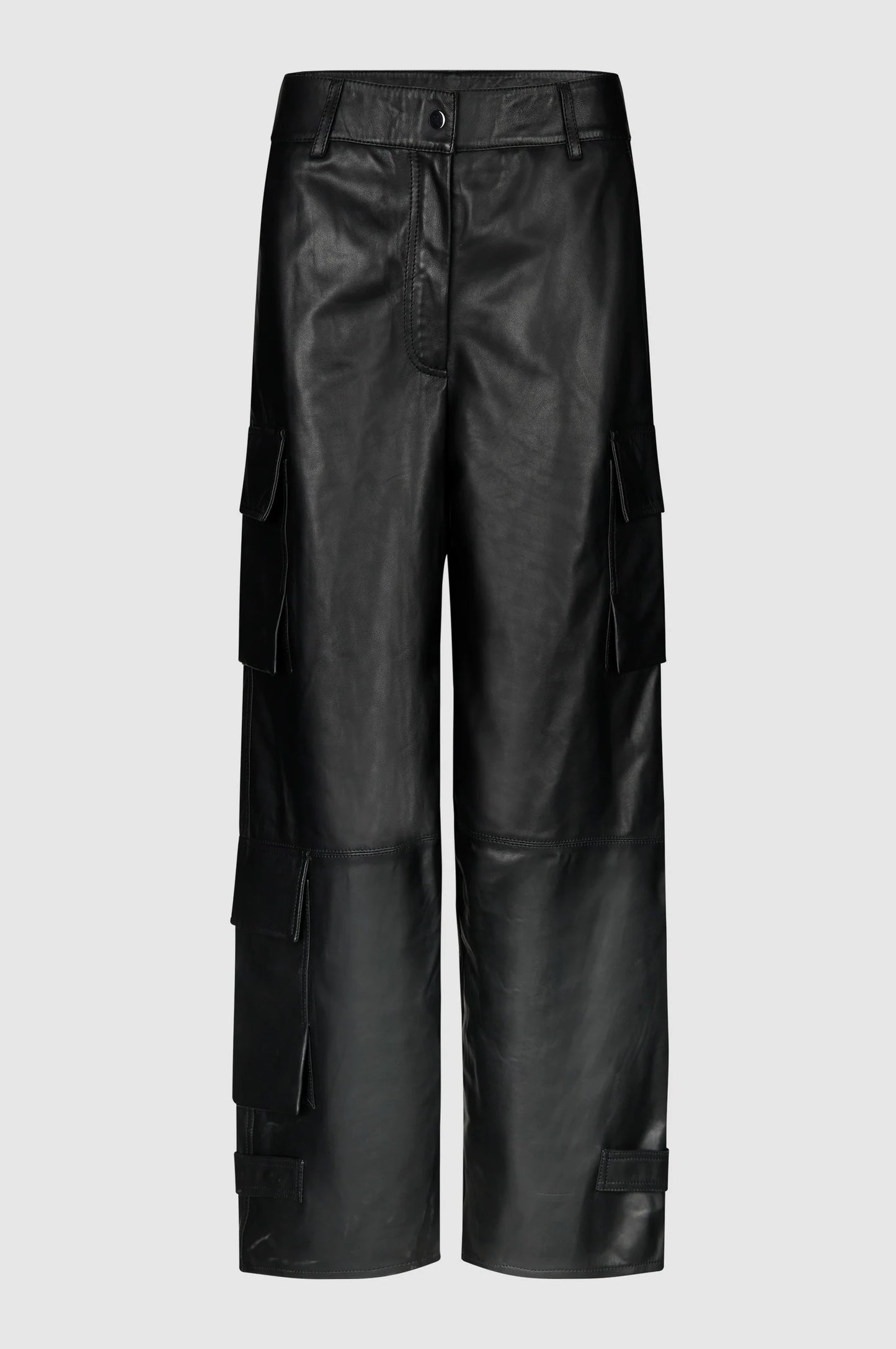 Letho Leather Cargo Pants - Black