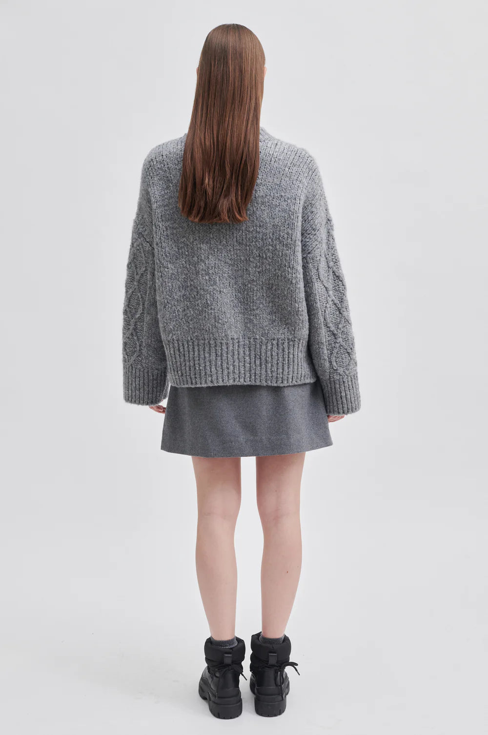 Dia Knit O Neck Grey Melange