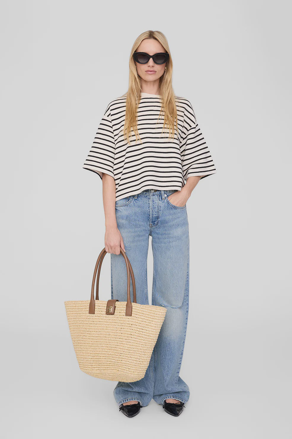 Myers Cropped Tee Black Stripe