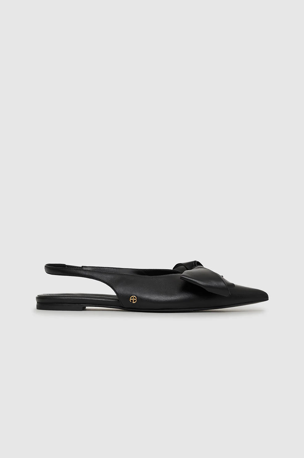 Nina Slingback Flats with Bow - Black