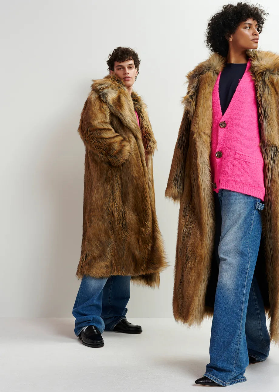 Gratis Faux Fur Coat - Walnut