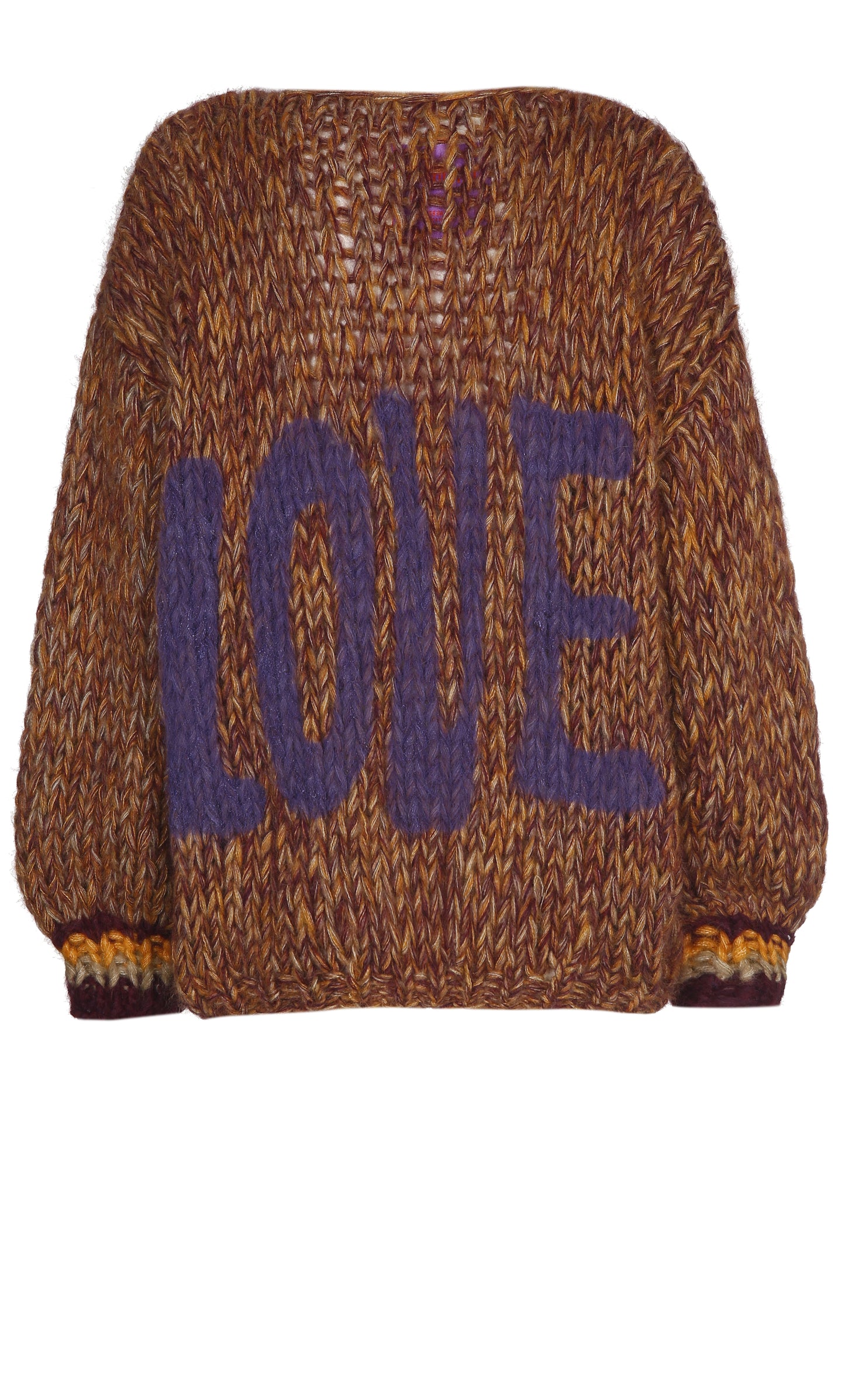 Alpaca Cardigan Short Burgundy Graffiti 'LOVE'