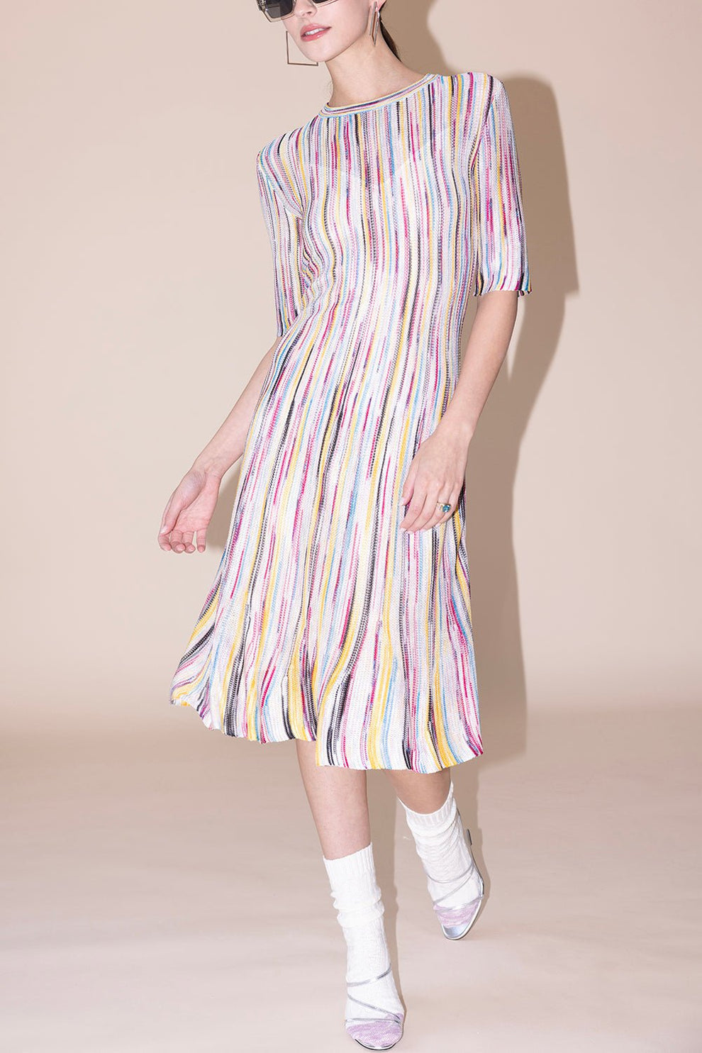 SPACE DYE SHORT SLEEVE DRESS IN MULTICOLOUR