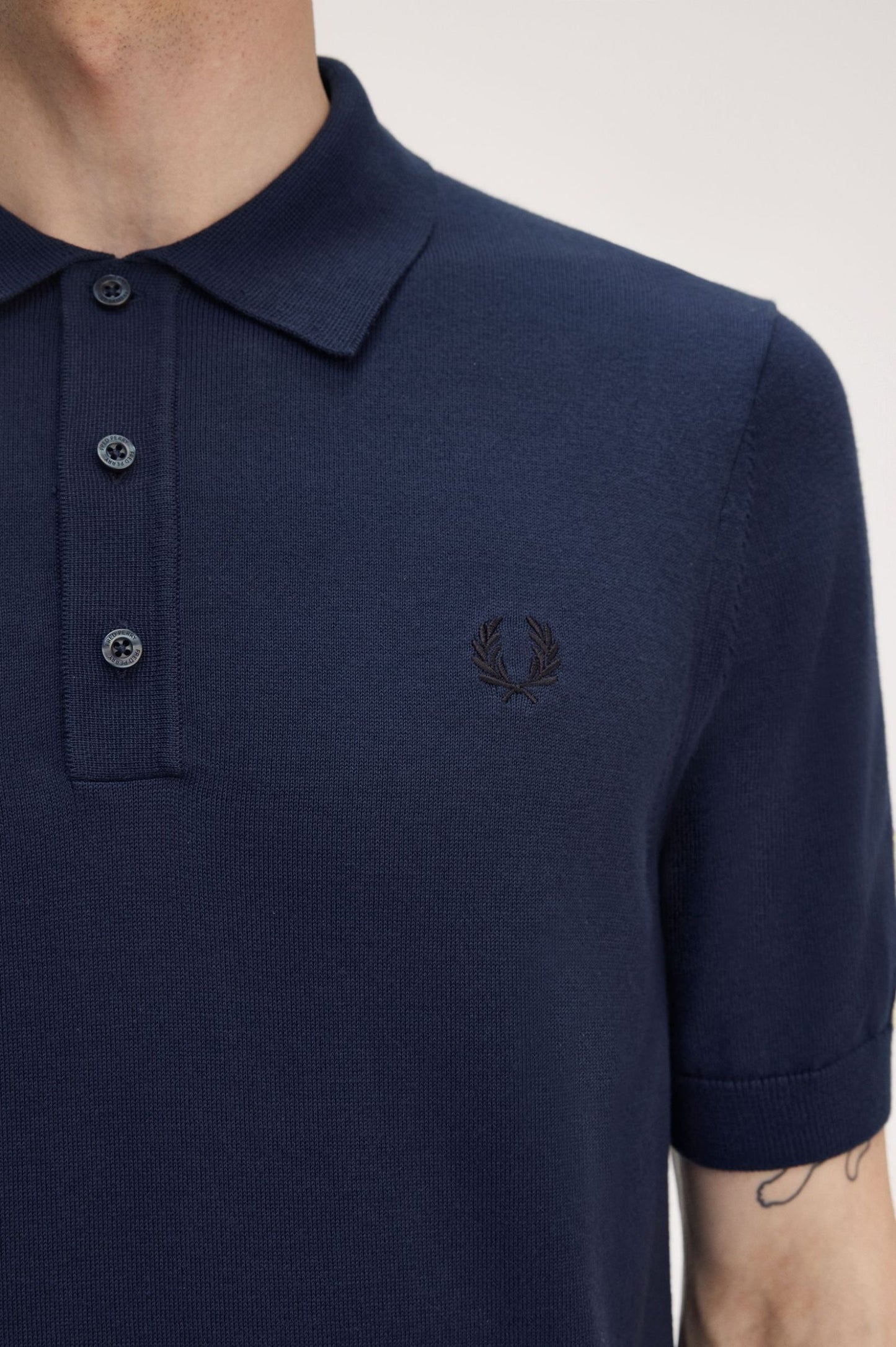 Cotton Knitted Shirt Tennis Blue