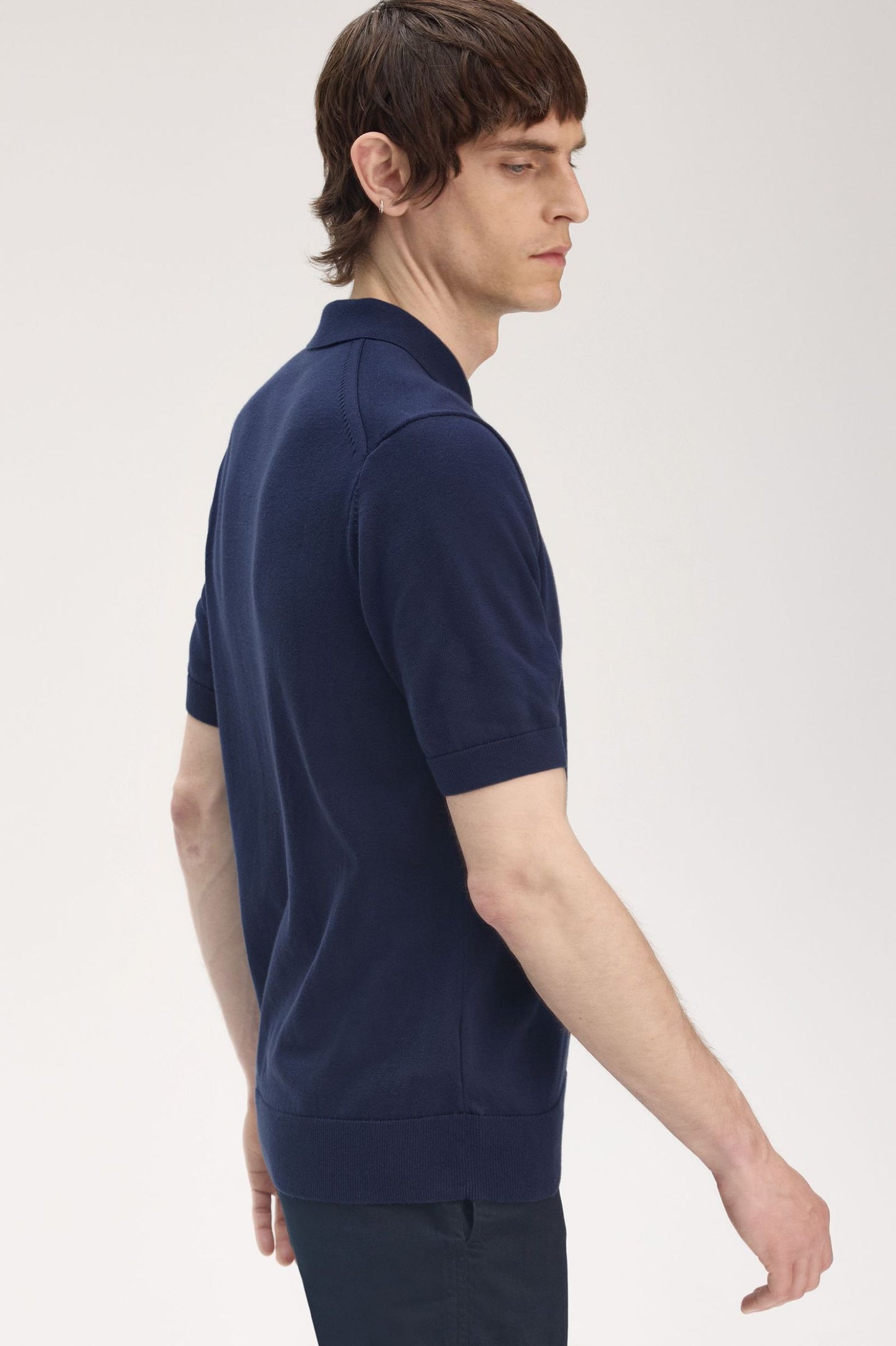 Cotton Knitted Shirt Tennis Blue
