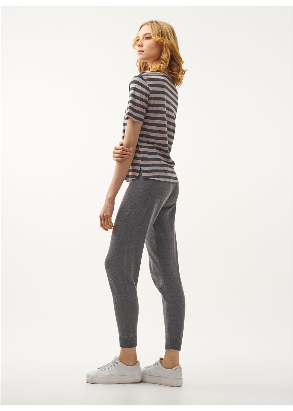 Cotton-Cashmere Striped T-Shirt