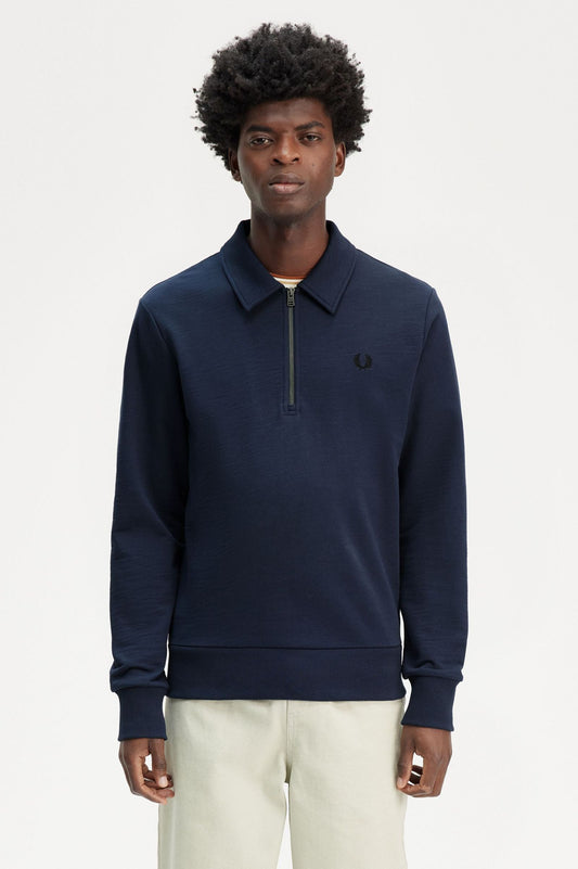 Zip Neck Collar Sweatshirt Dark Carbon