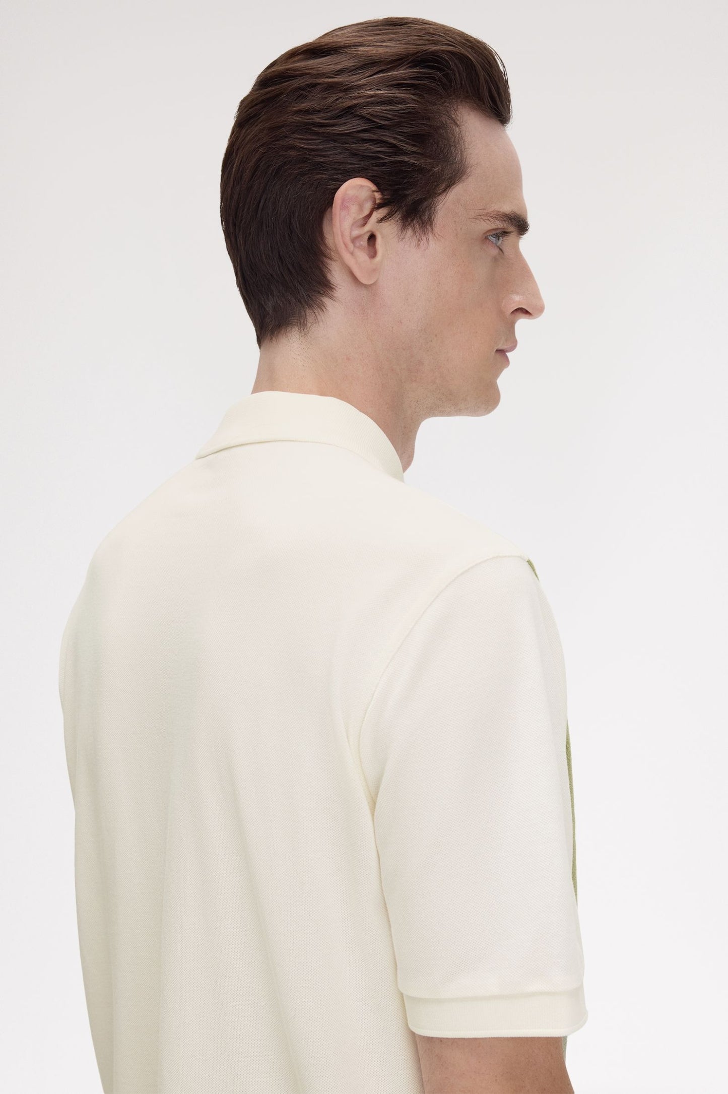 Towelling Panel Polo Shirt Ecru