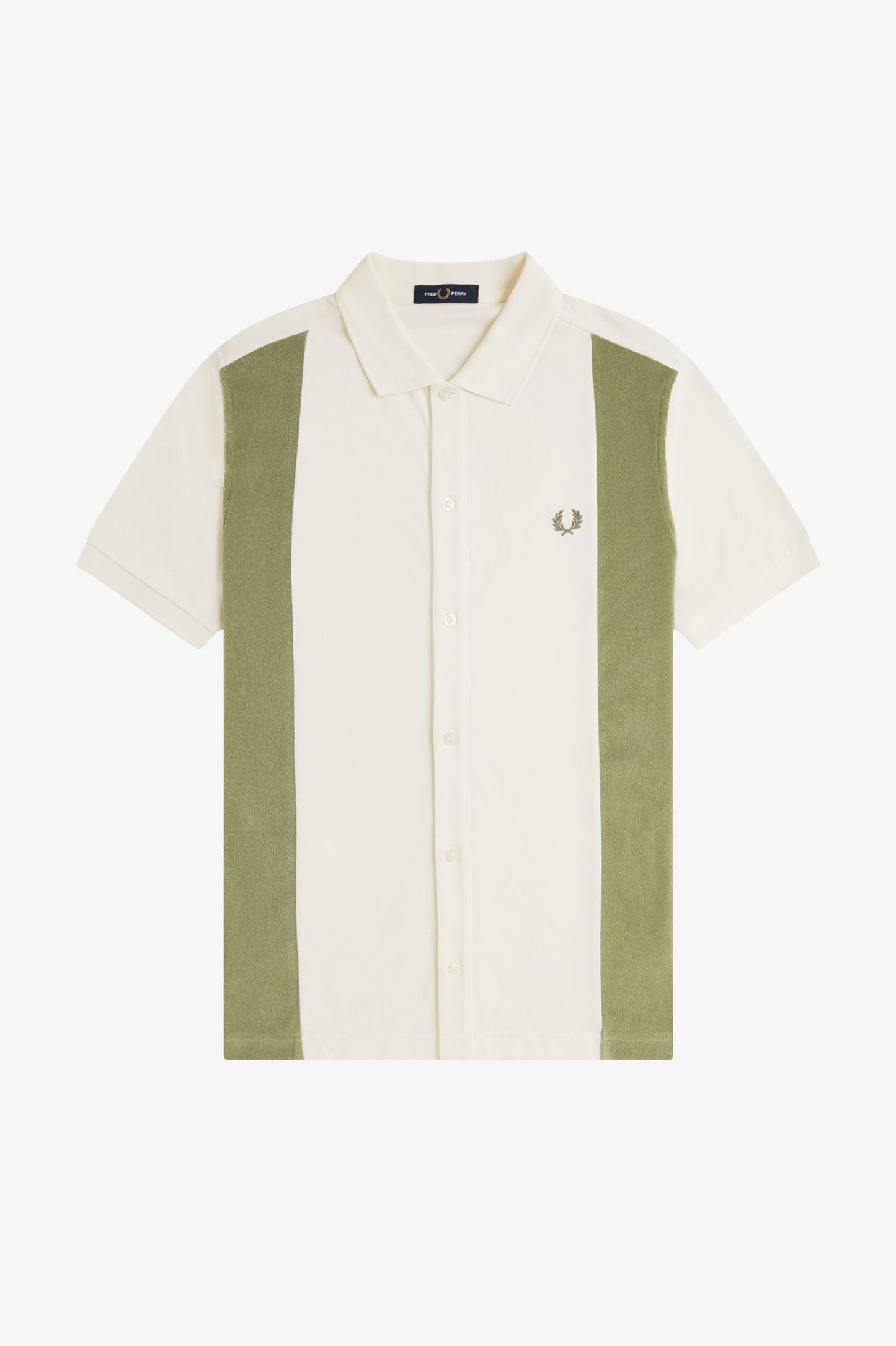 Towelling Panel Polo Shirt Ecru