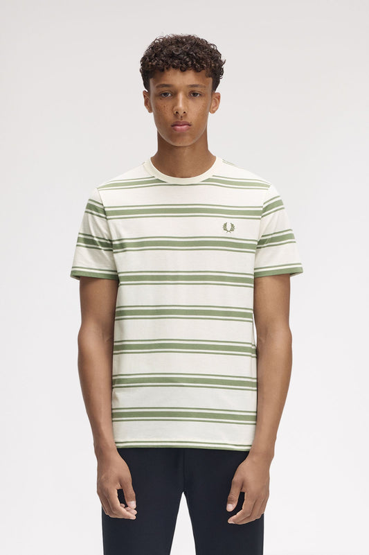 Fine Stripe Tee Ecru