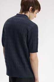 Pointelle Knitted Shirt Navy