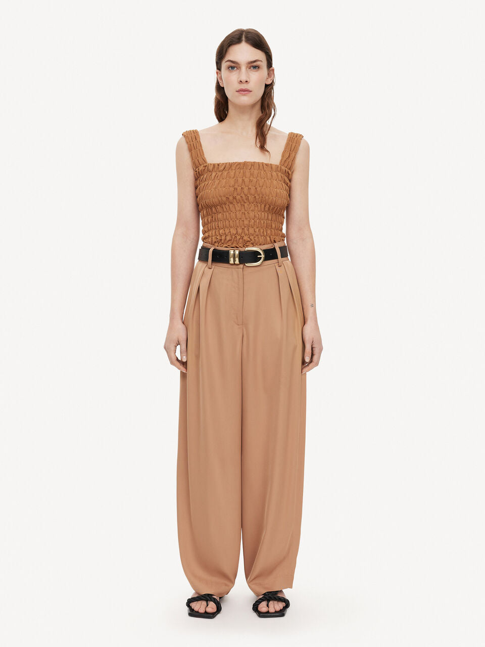 Elnaz Shirred Top Tobacco Brown