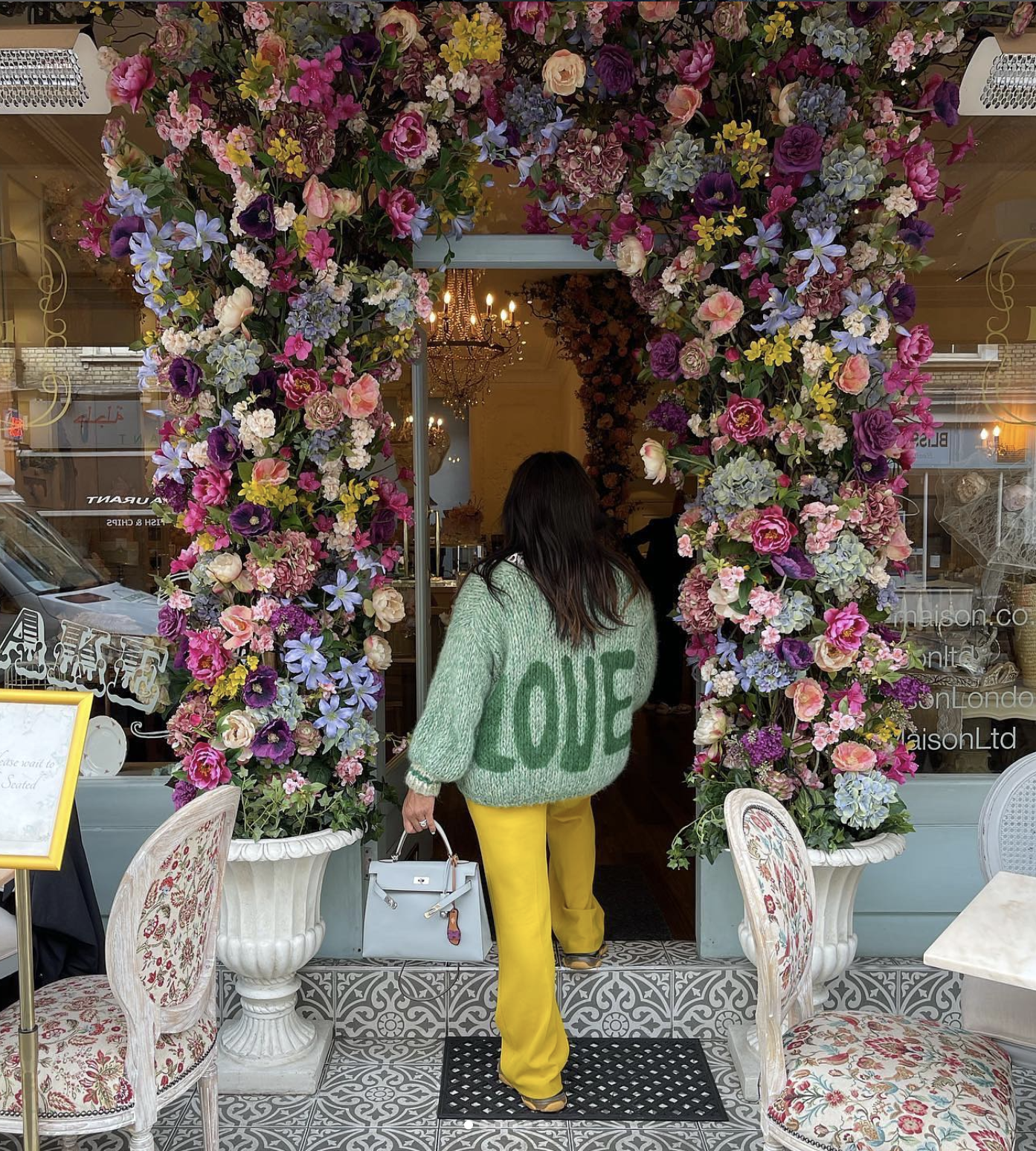 Alpaca Pullover Short Green/Sage/White Graffiti 'LOVE'