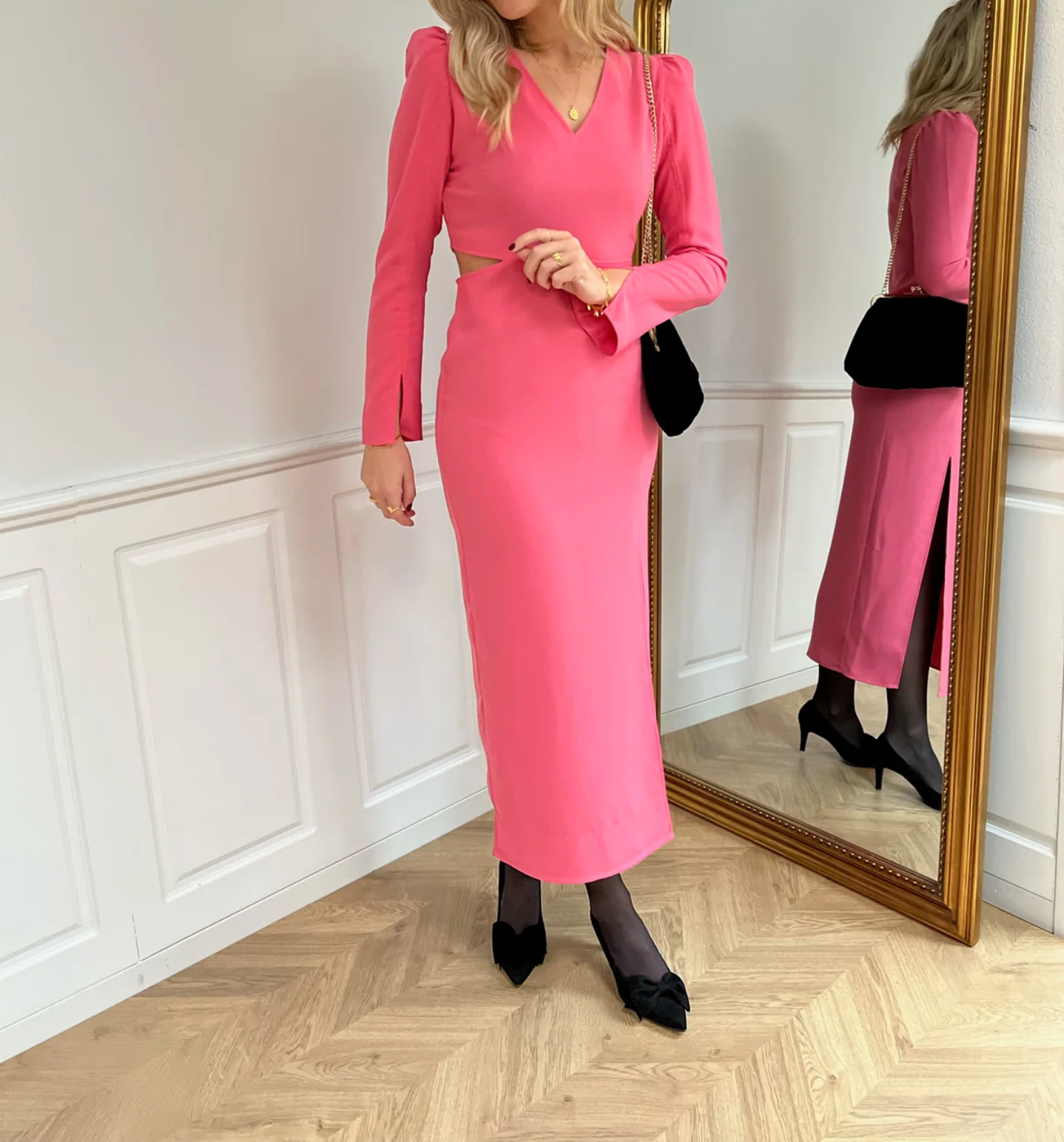 Oliana V-Neck Dress Pink Passion