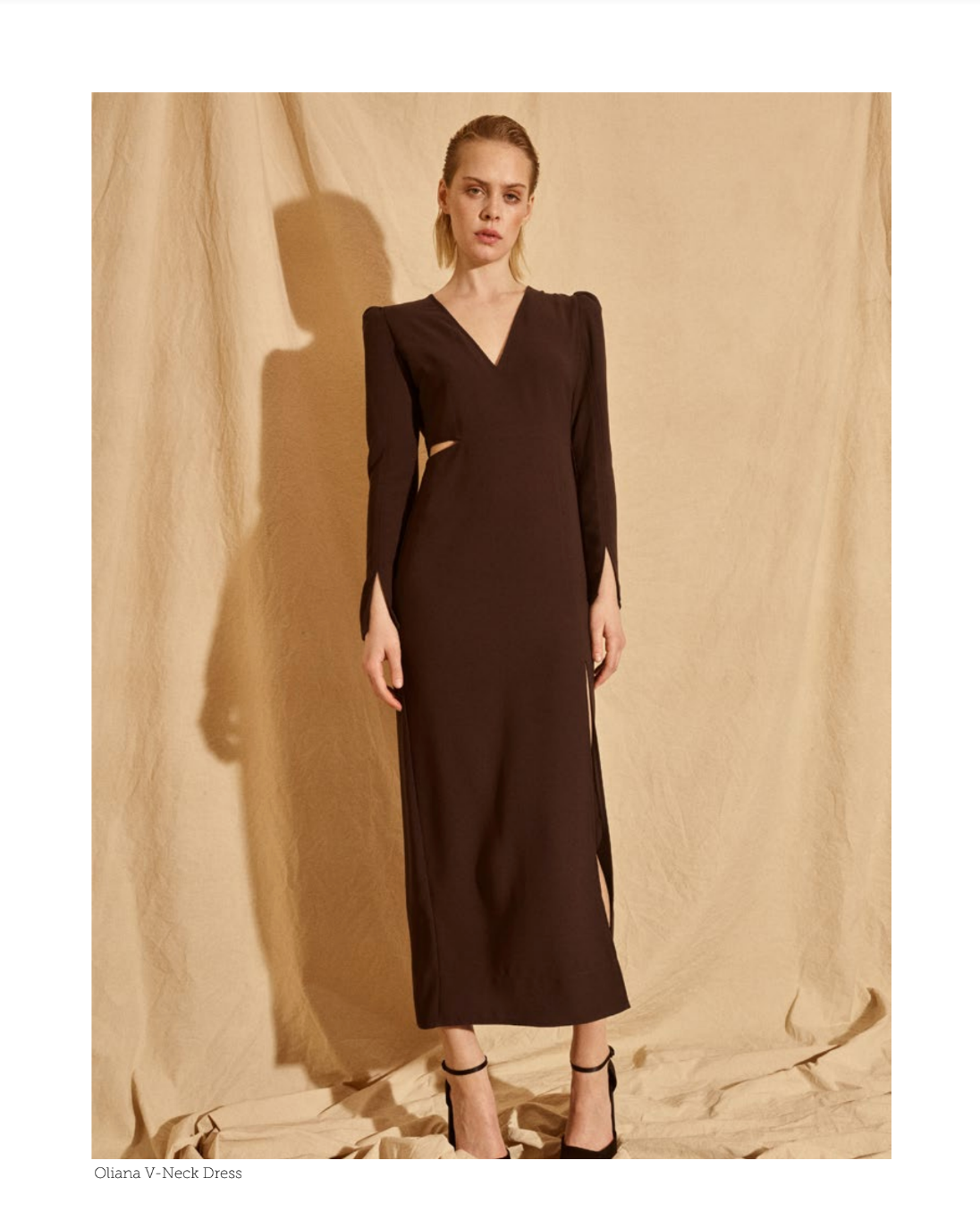 Oliana V-Neck Dress Chocolate