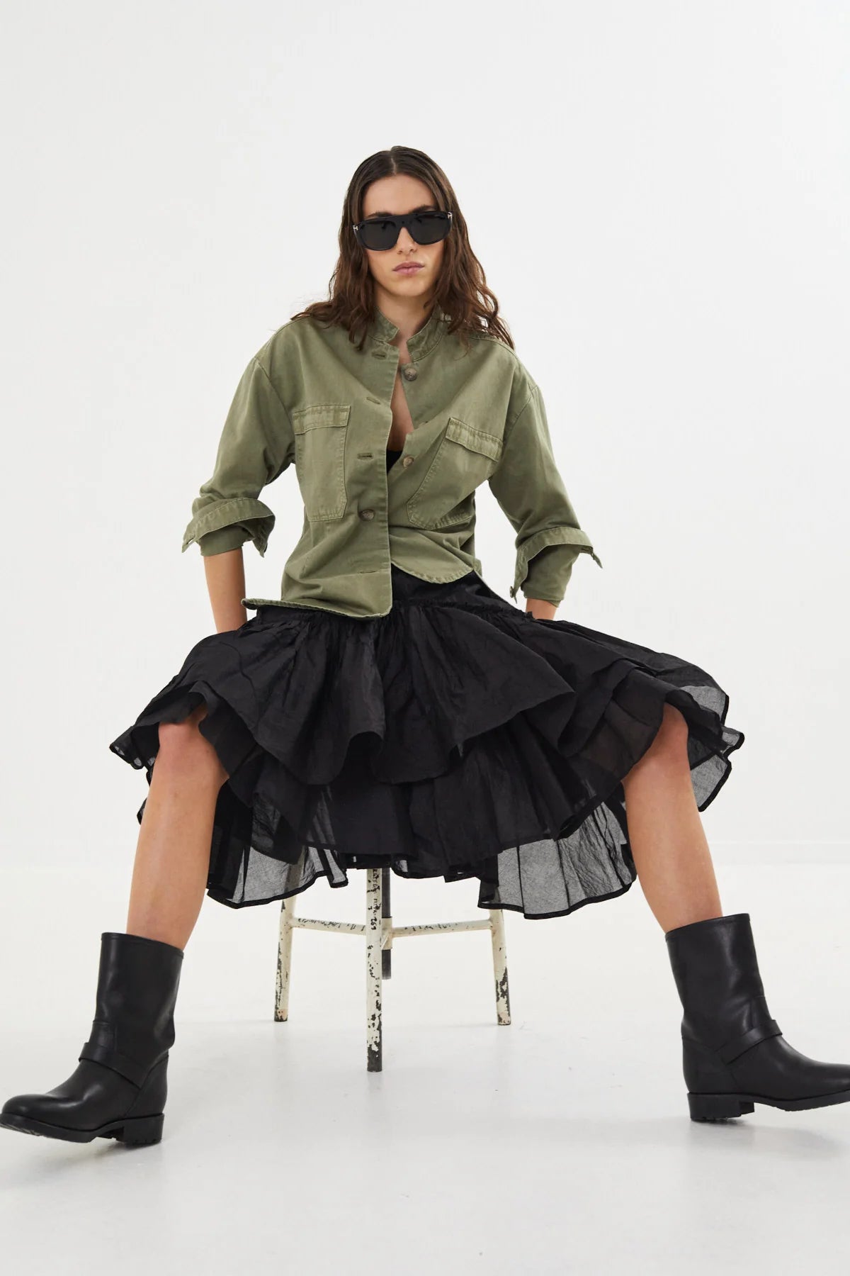 Sharmaine Multilayer Skirt Black