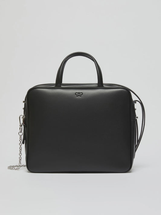 Girone Leather Satchel Bag Black