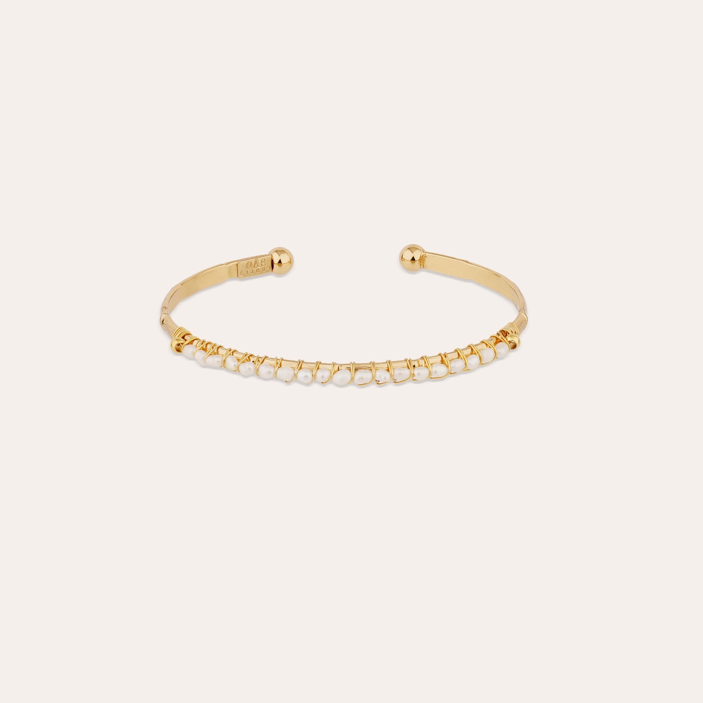 Lyre bangle bracelet small size - White Mother-of-pearl