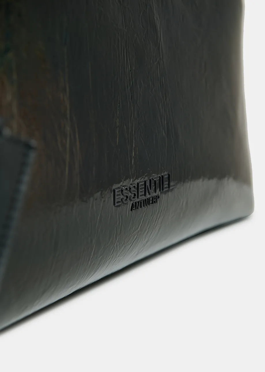 Black faux patent-leather shopper bag Emancipation