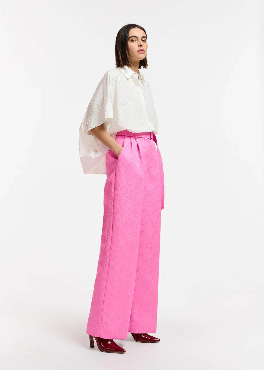 White cotton-poplin shirt with embroidery Evelyn