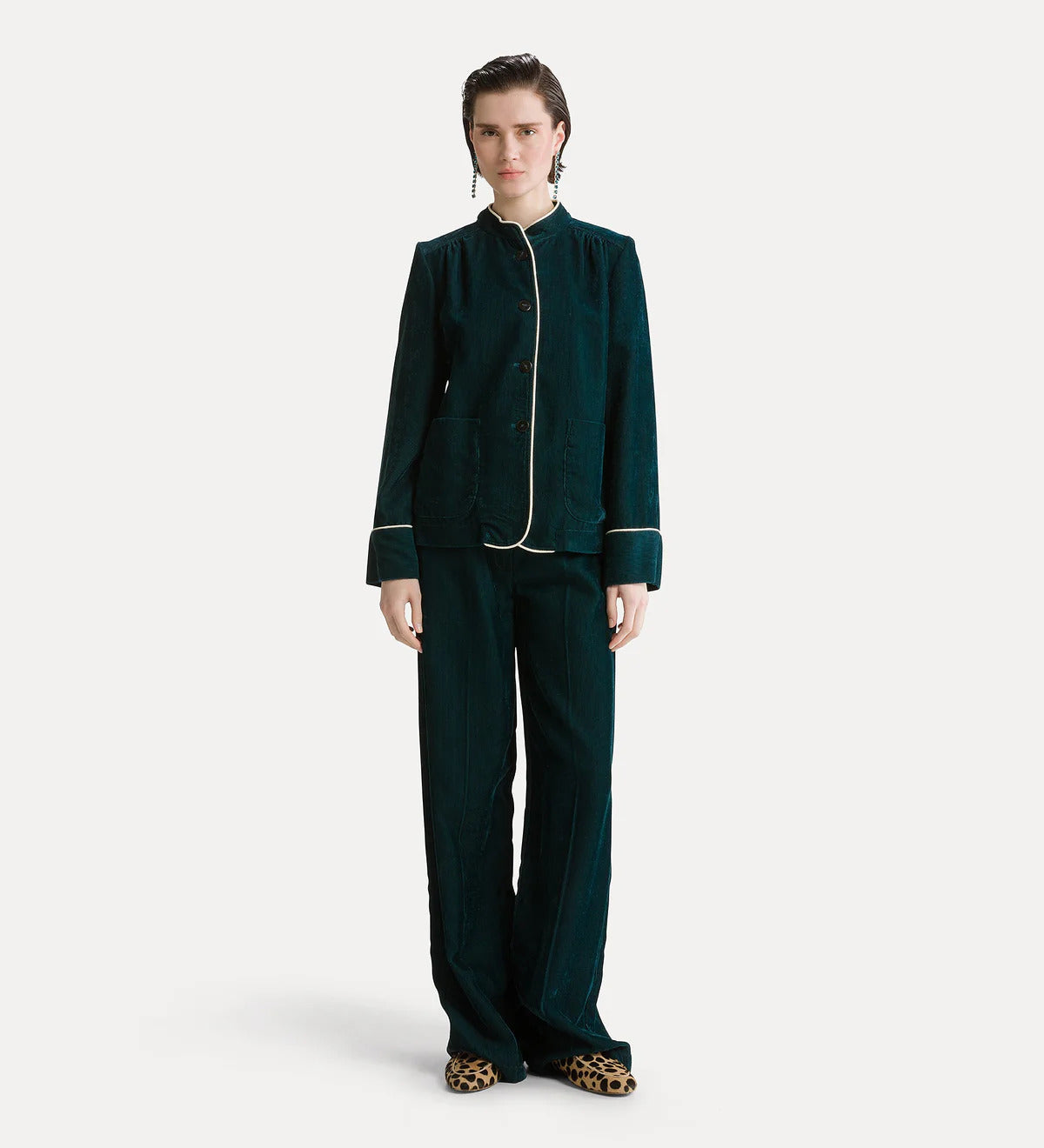 Fluid Ribbed Velvet Tang Jacket