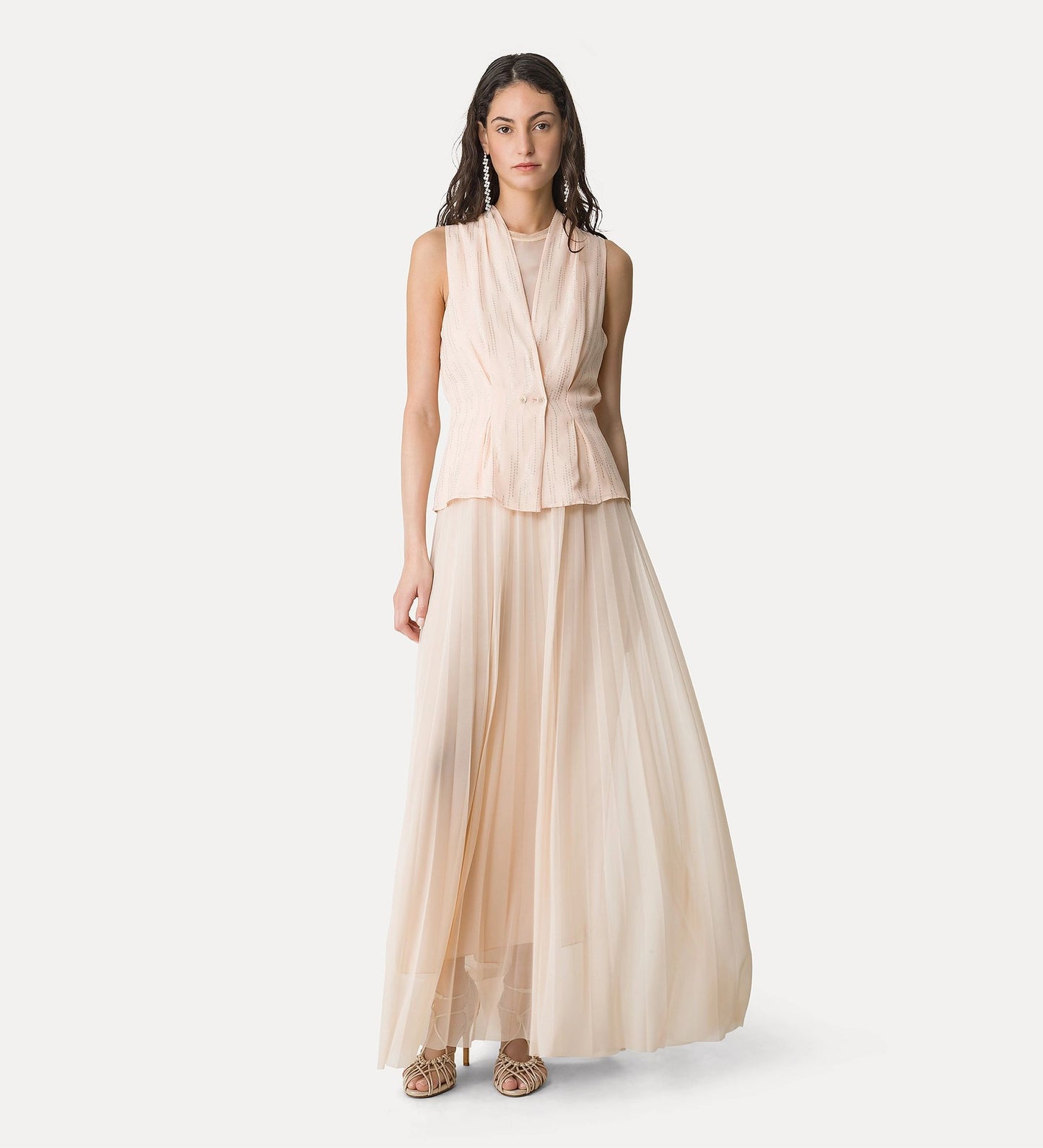 Chic Tulle Plise Midi Skirt