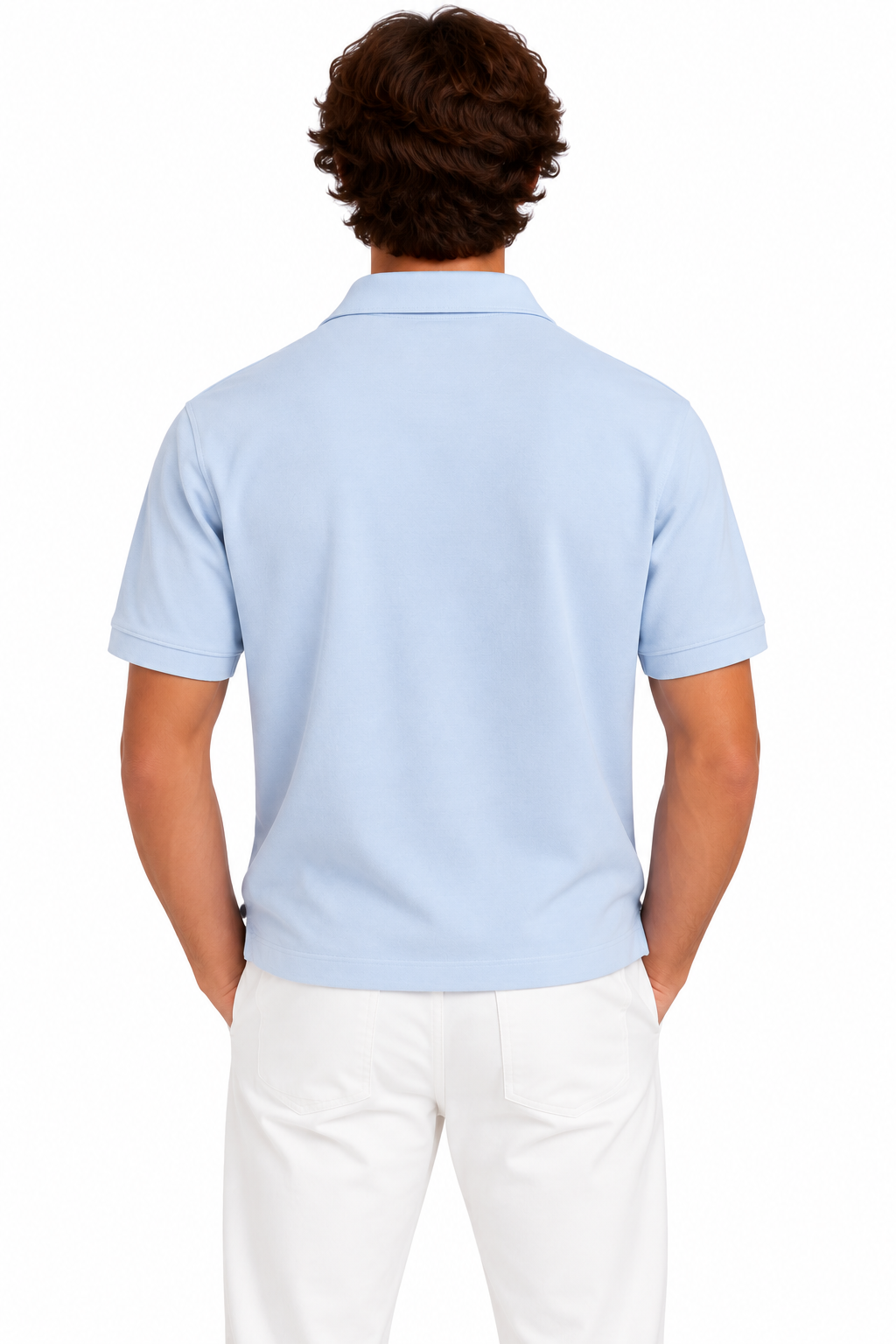 Gardeur Buttonless V-Neck Light Blue Polo