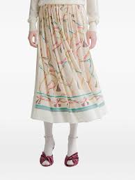 "The Crown" Print Viscose Twill Elasticated Skirt