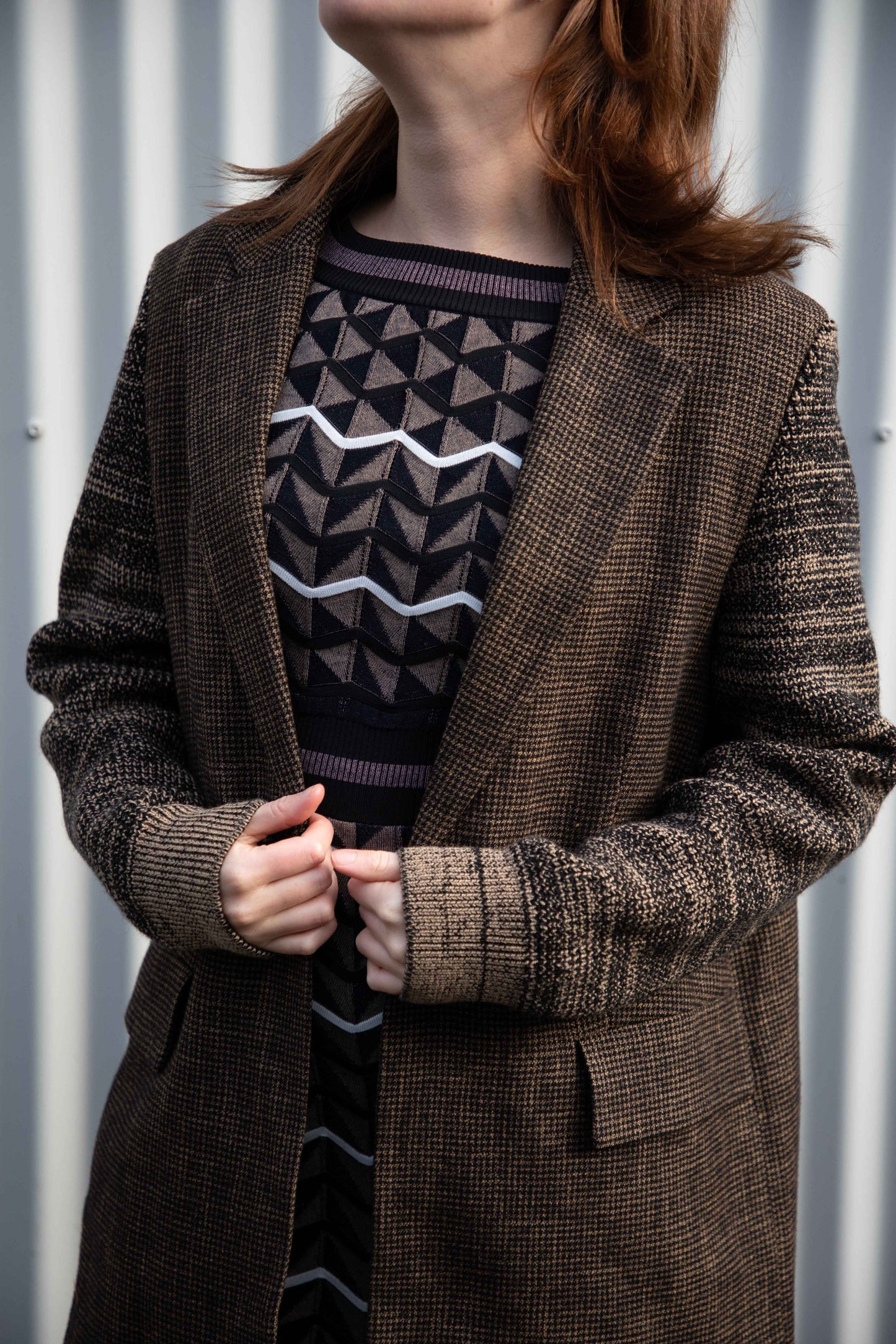 Knitted Sleeve Sports Blazer Jacket