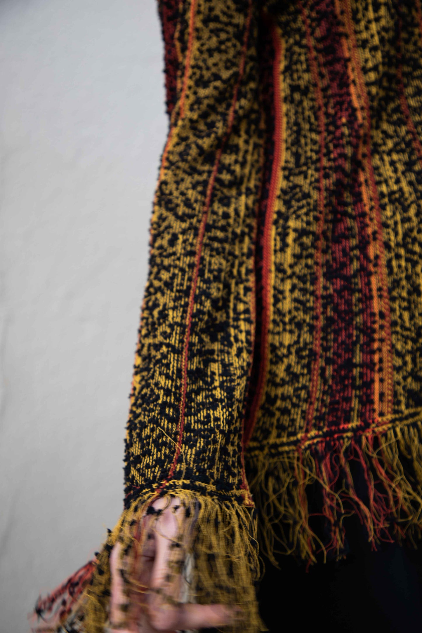 Raw Edge Printed Knit Long Sleeve Top