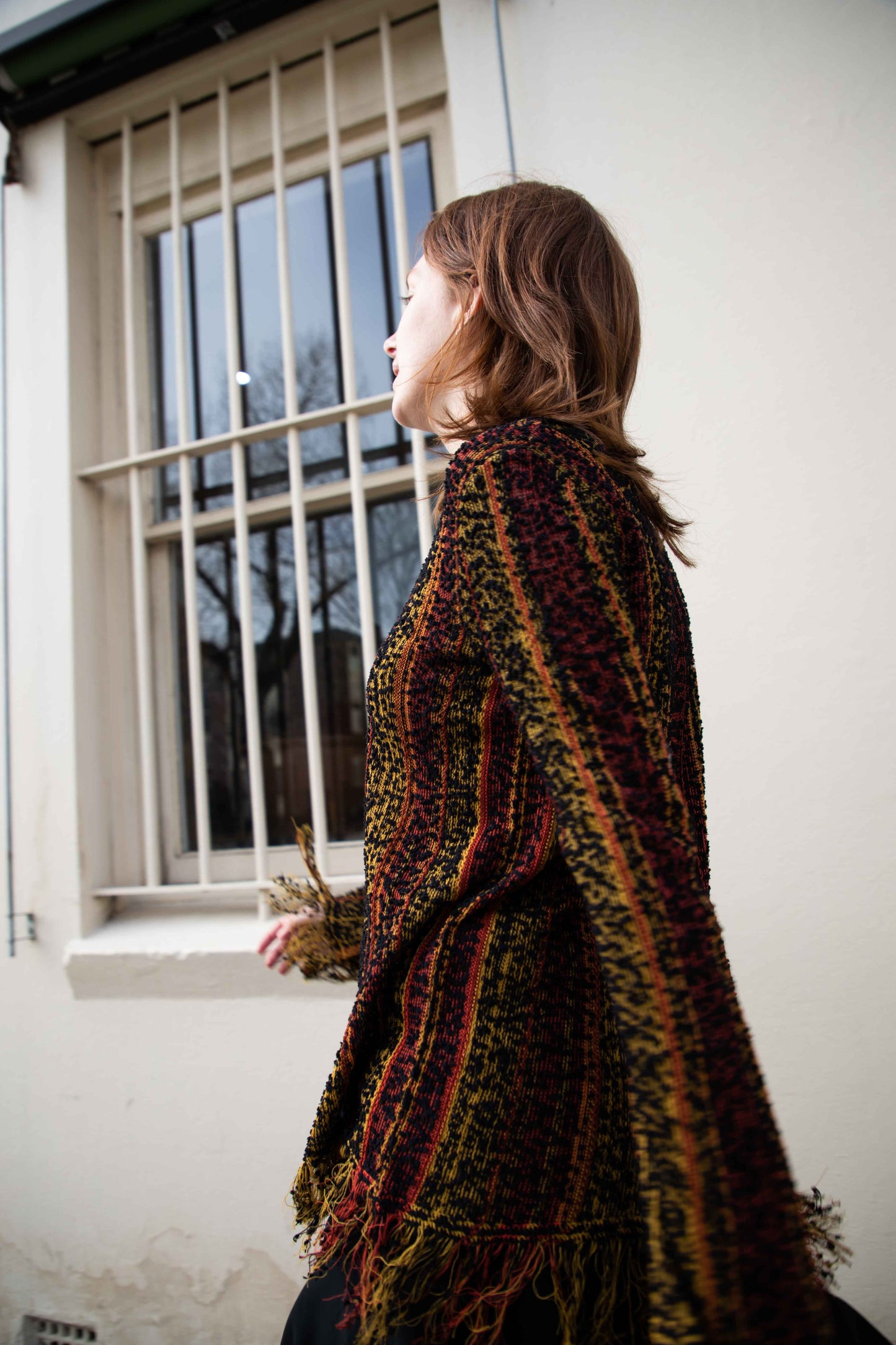 Raw Edge Printed Knit Long Sleeve Top