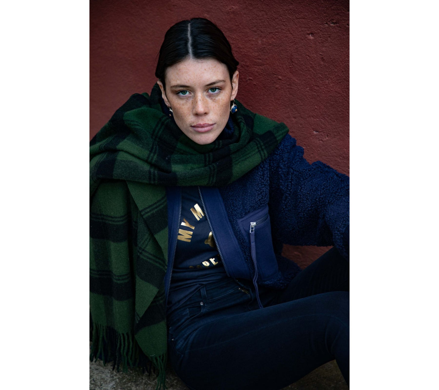Wienda Check Wool Scarf