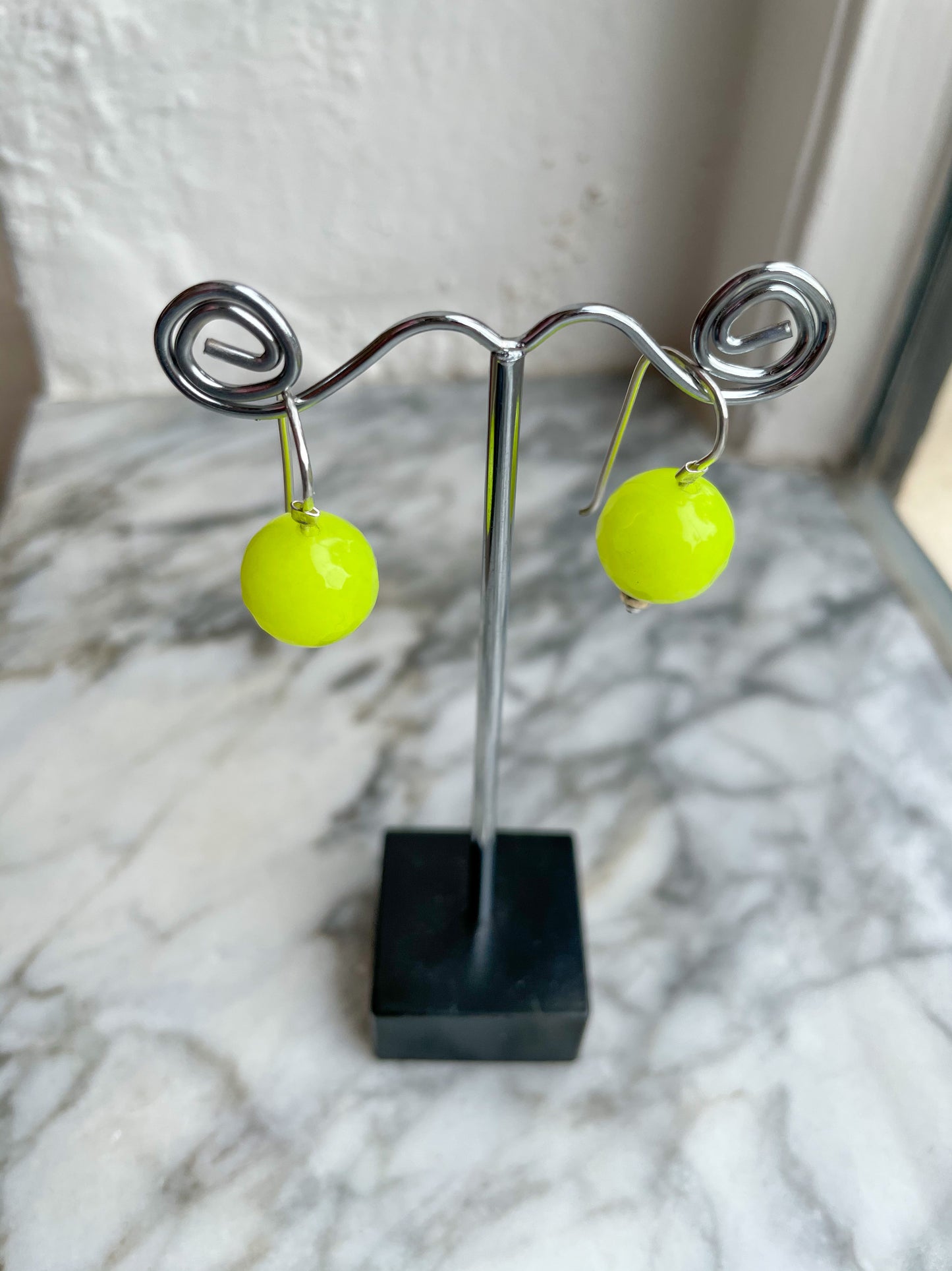 Ball Earrings - Fluro Yellow