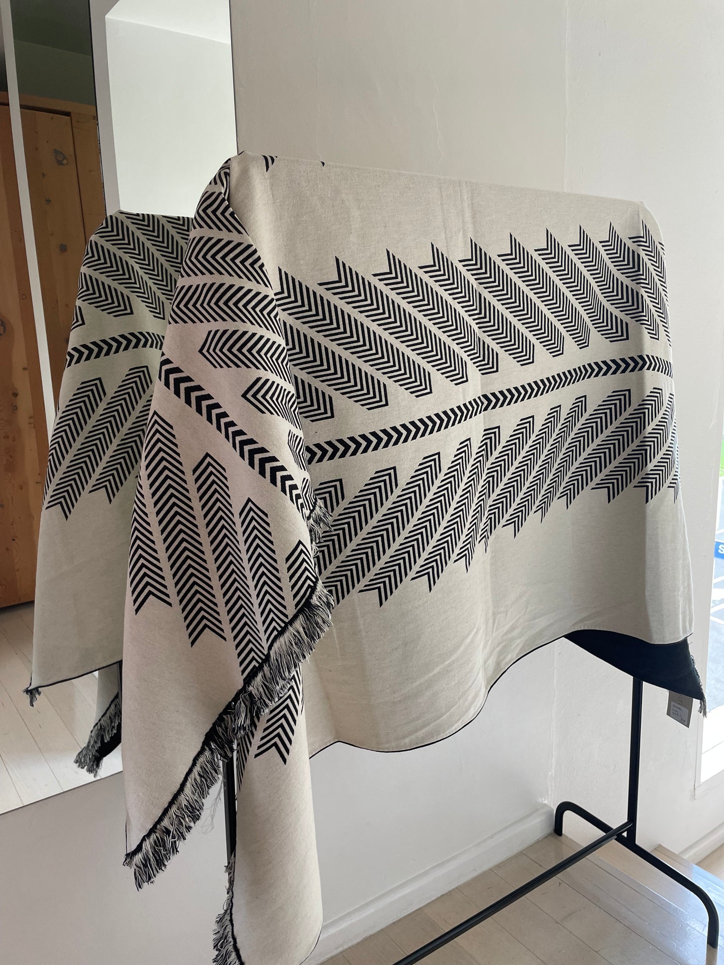 Black + White printed Blanket Throw
