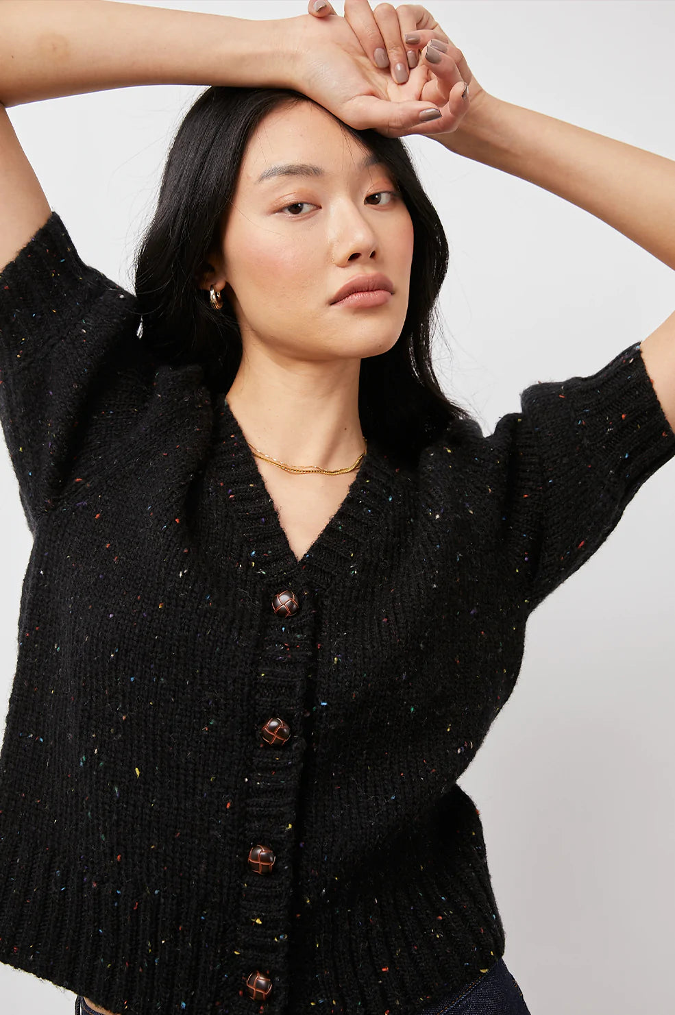Isla Cardigan- Black Confetti