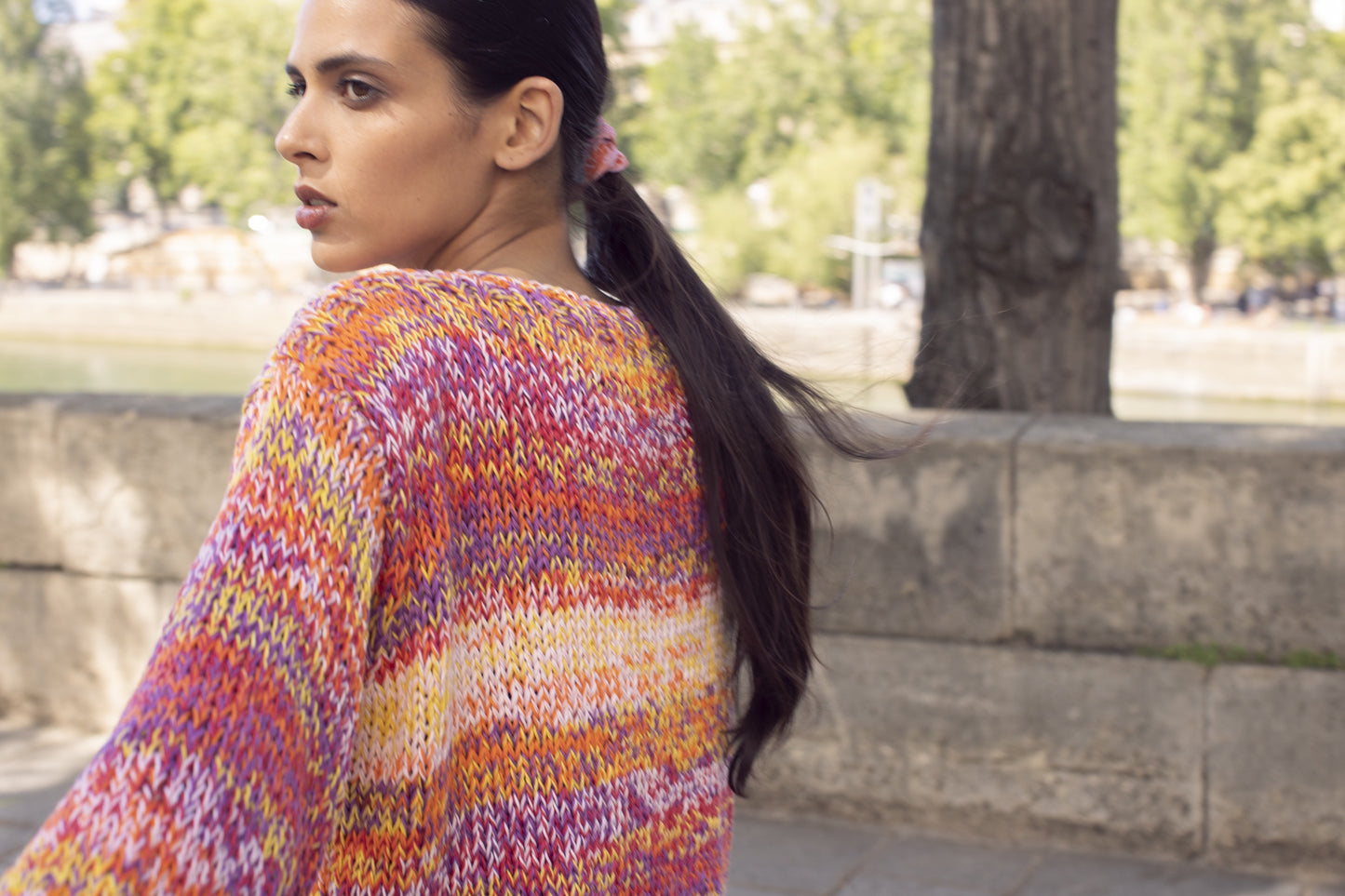 Cotton Pullover Purple/Orange/Yellow