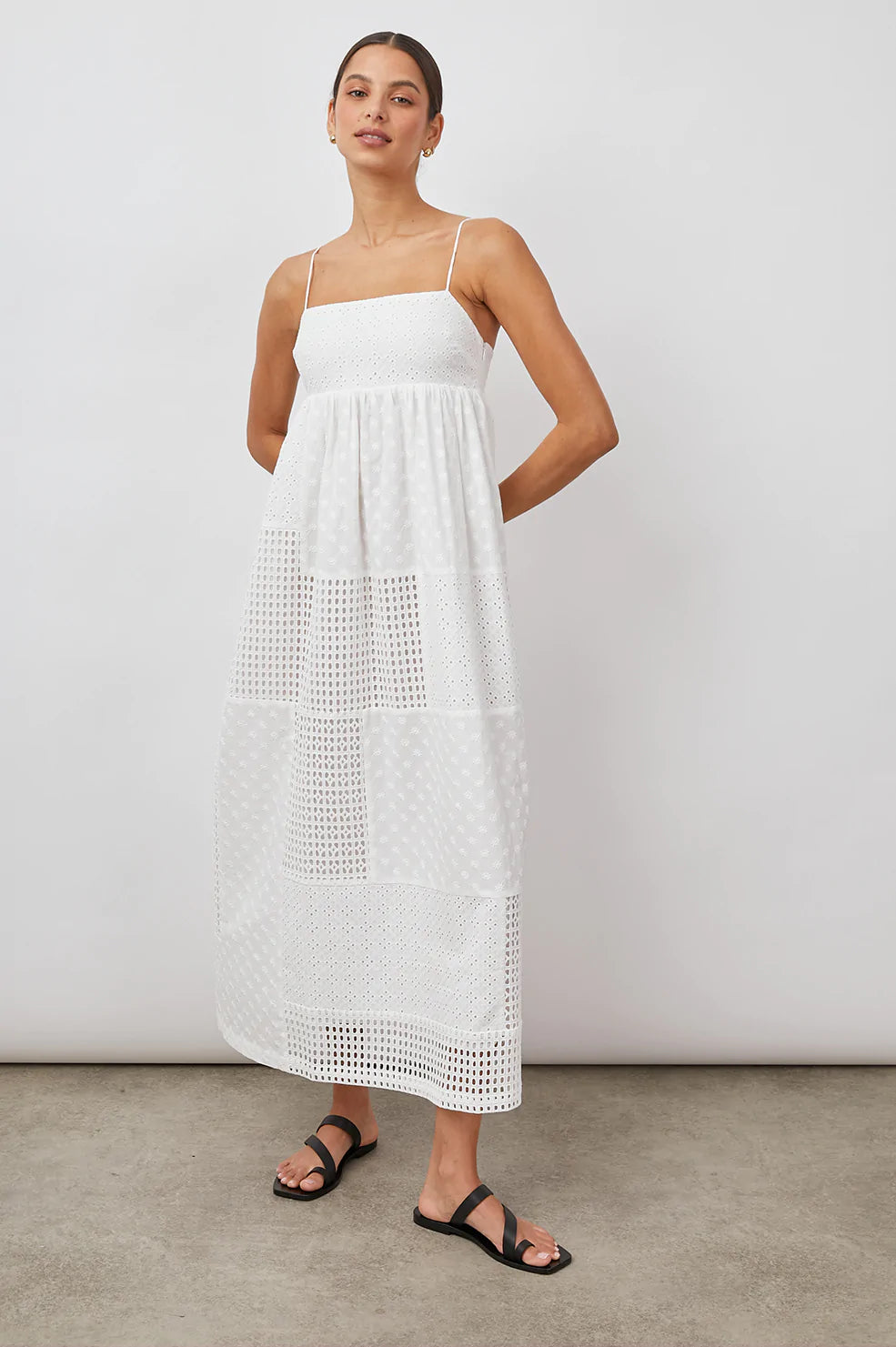 Lucille White eyelet mix dress