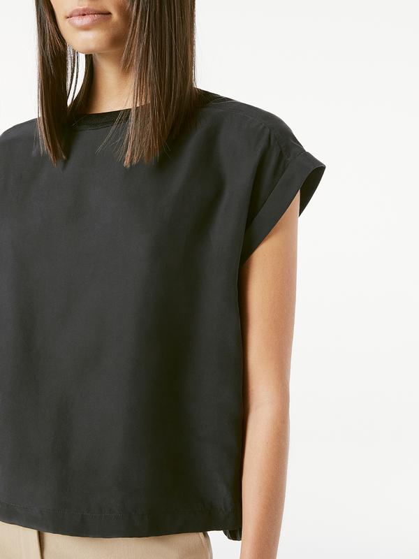 Washable Silk Oversized Tee Noir