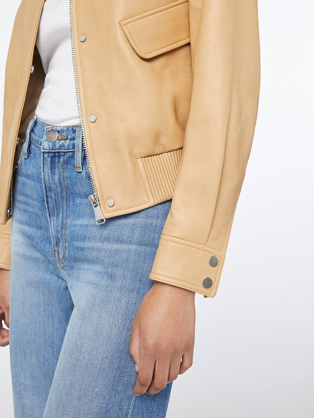 Leather Bomber Sand