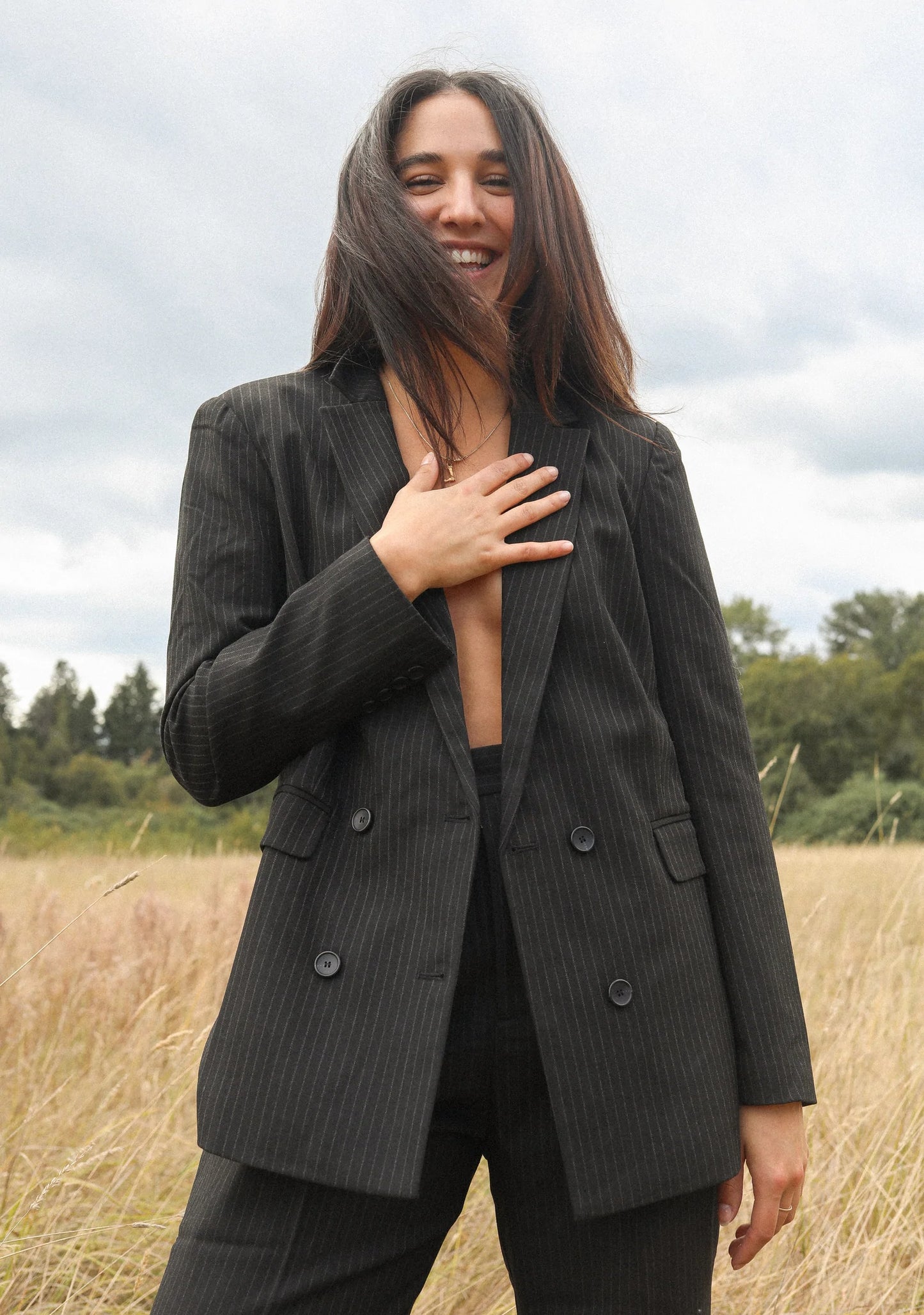 Jac Blazer - Charcoal Pinstripe
