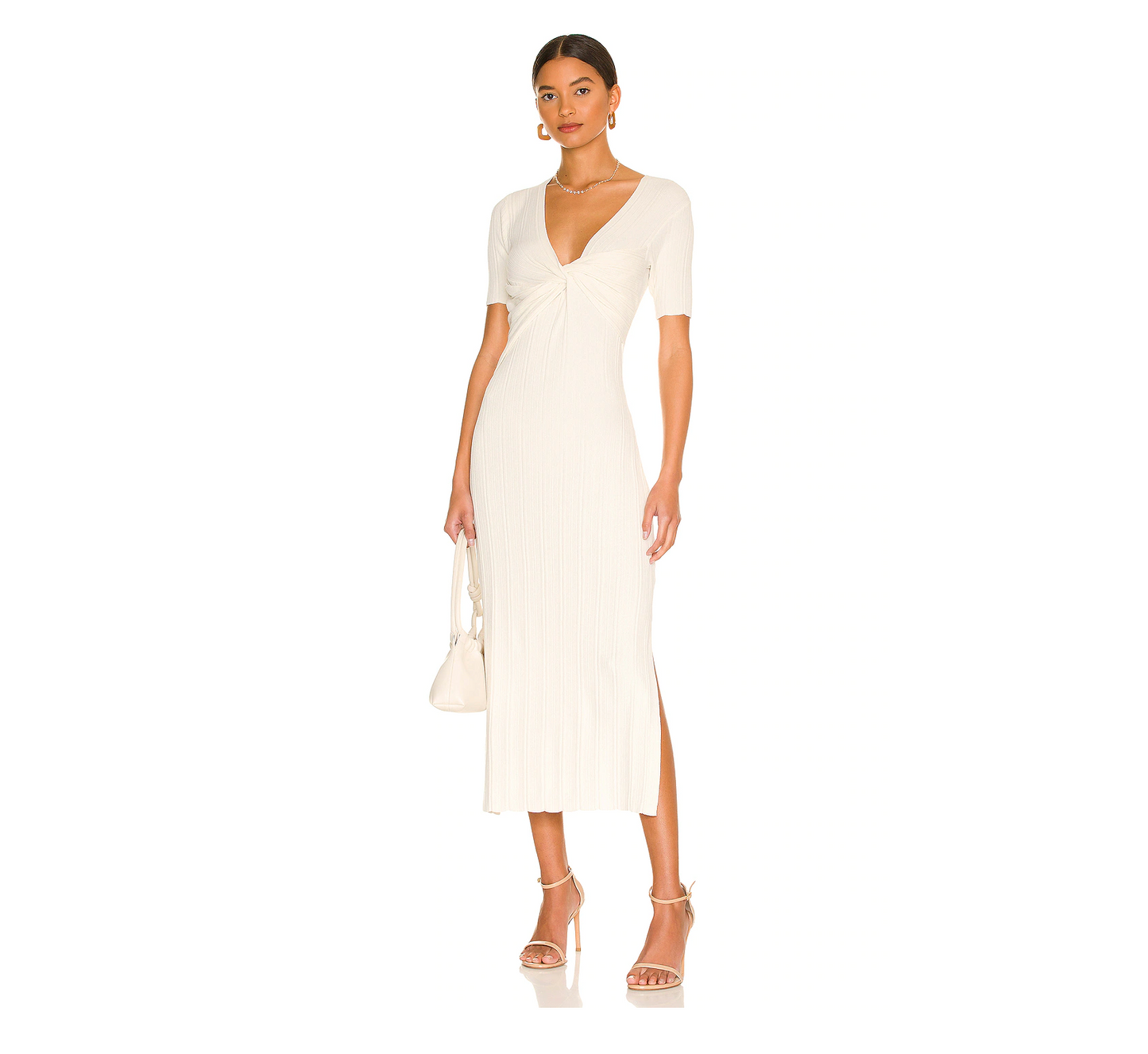 Layered Wrap Sweater Dress Bone