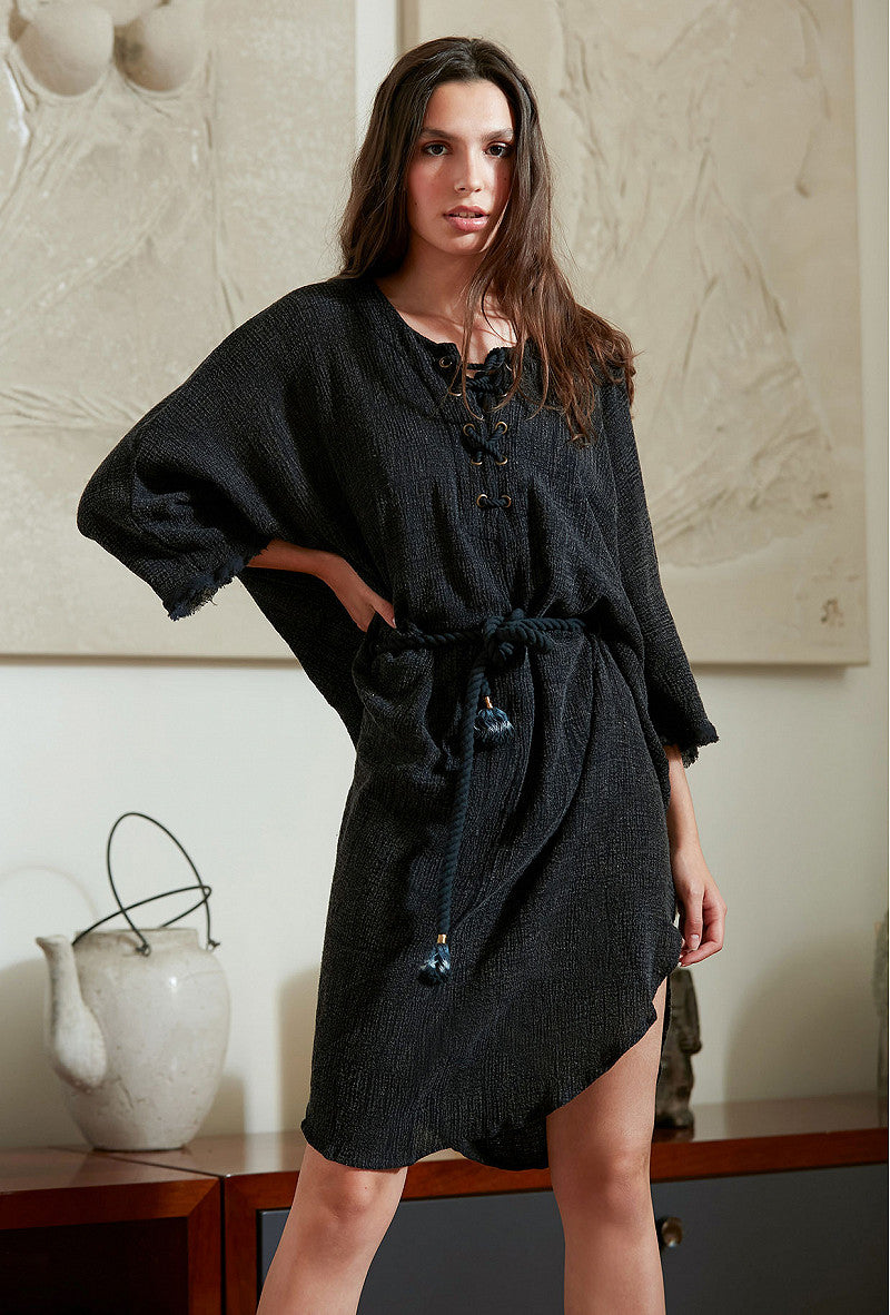 Kollina Pigment Crepon Tunic - Black