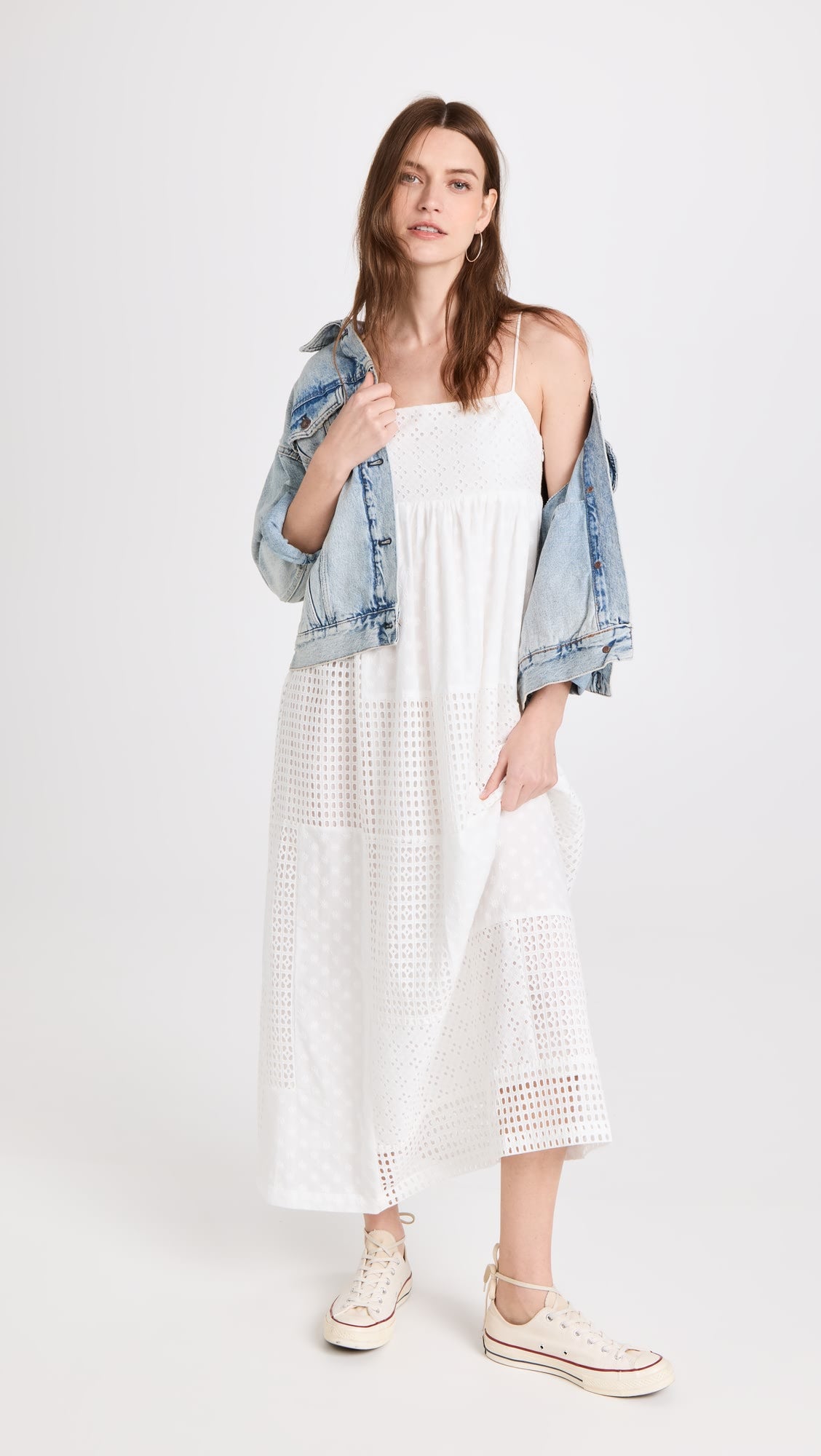 Lucille White eyelet mix dress