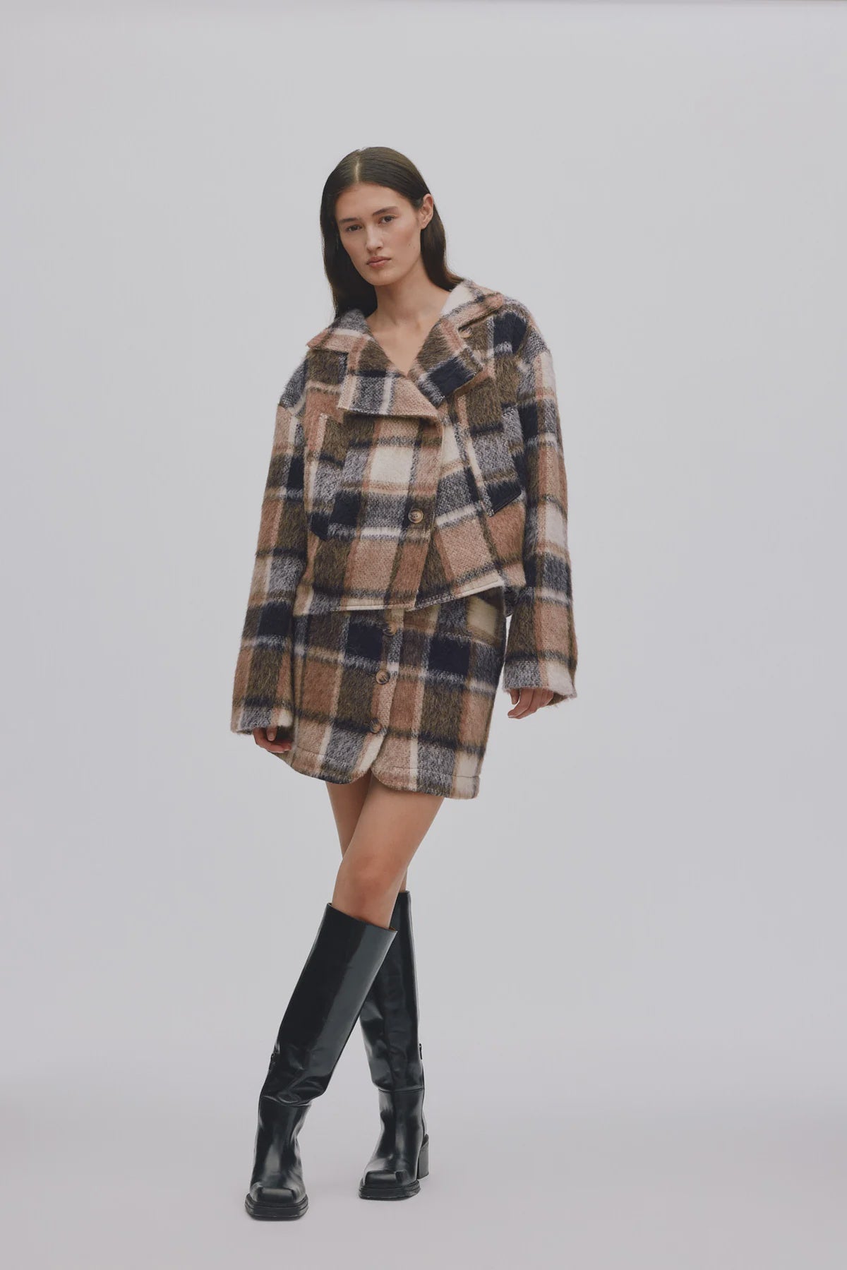 Ehsan Jumbo Check Jacket - Brown Check