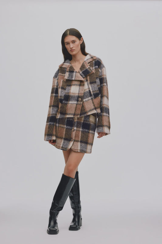 Ehsan Jumbo Check Jacket - Brown Check